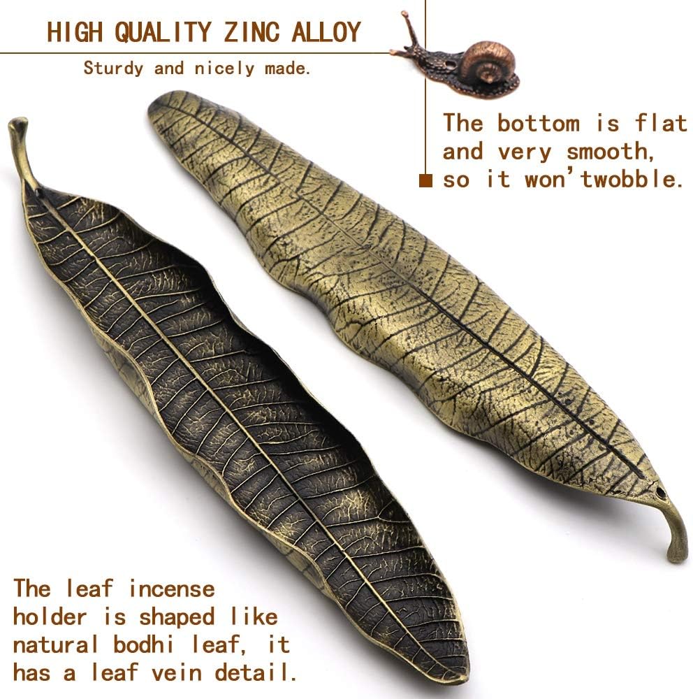 Leaf and Snail Incense Holder Set - Durable Zinc Alloy