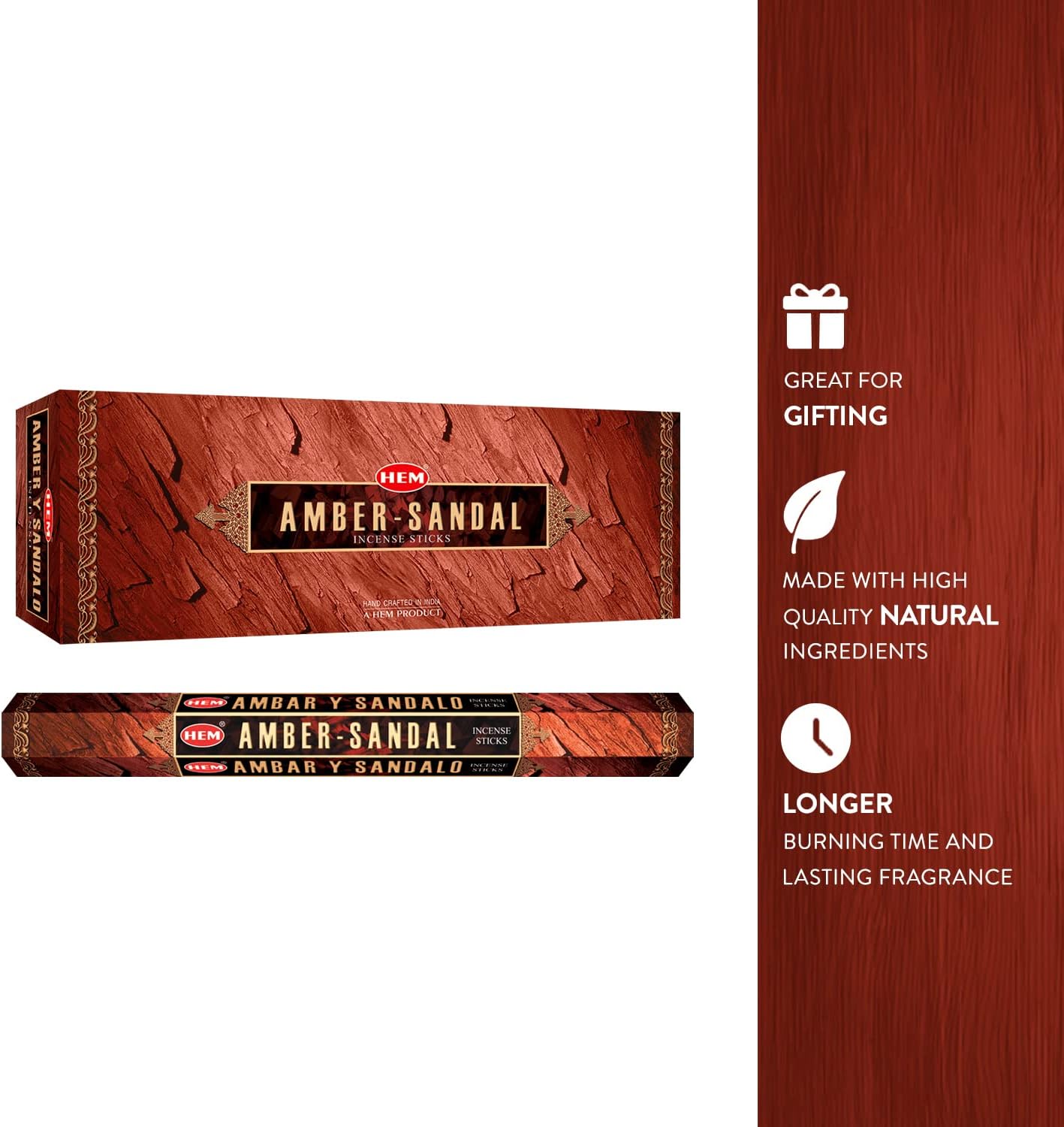 HEM Amber Box of Six 20 Gram Incense Tubes