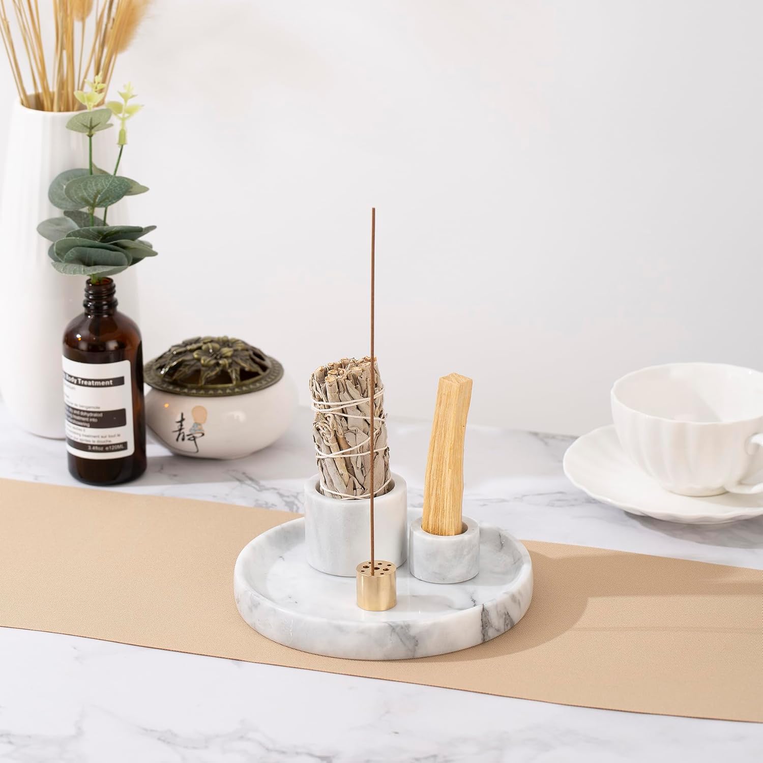 4 in 1 Marble Incense Holder for Meditation and Home Decor