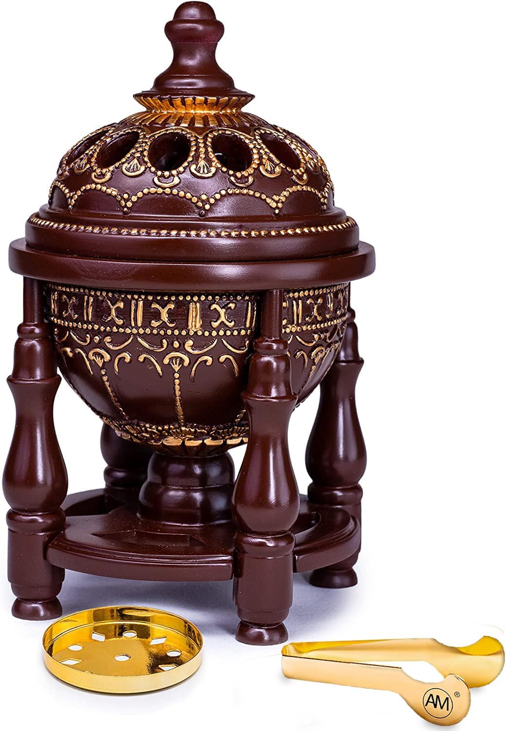 AM Charcoal Incense Burner - 4 Pillar Bakhoor Oud Holder 1