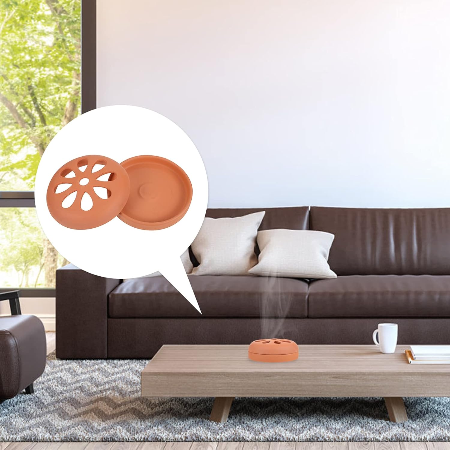 2 Pcs Terracotta Coil Holder Incense Burner with Cover for Outdoor Use