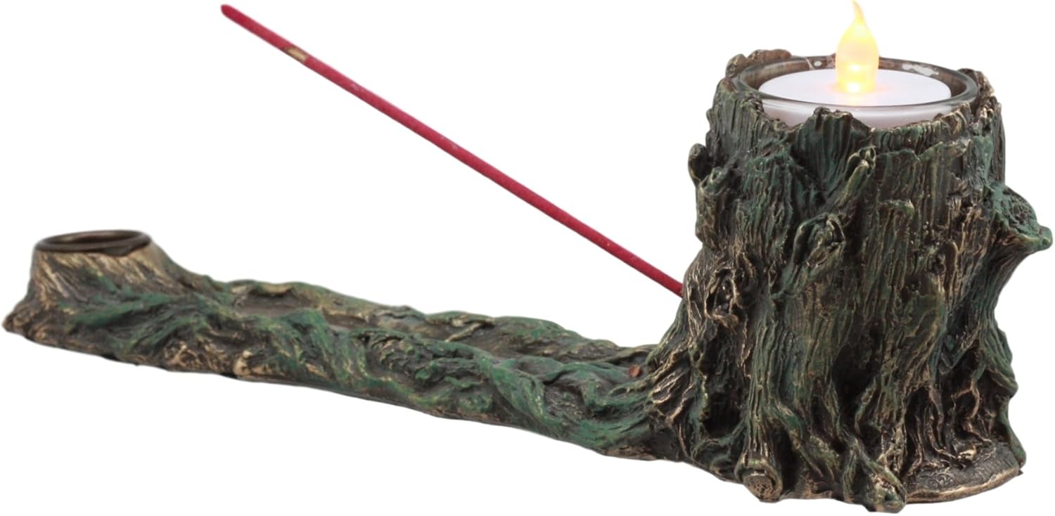 Ebros Mystic Wisteria Greenman Incense Holder Votive Candle Stand
