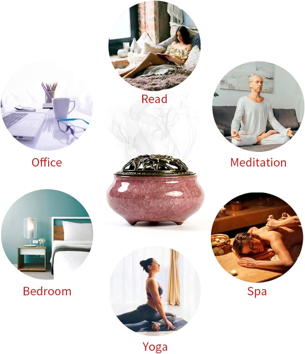 Violet Ceramic Incense Burner with Stick Holder