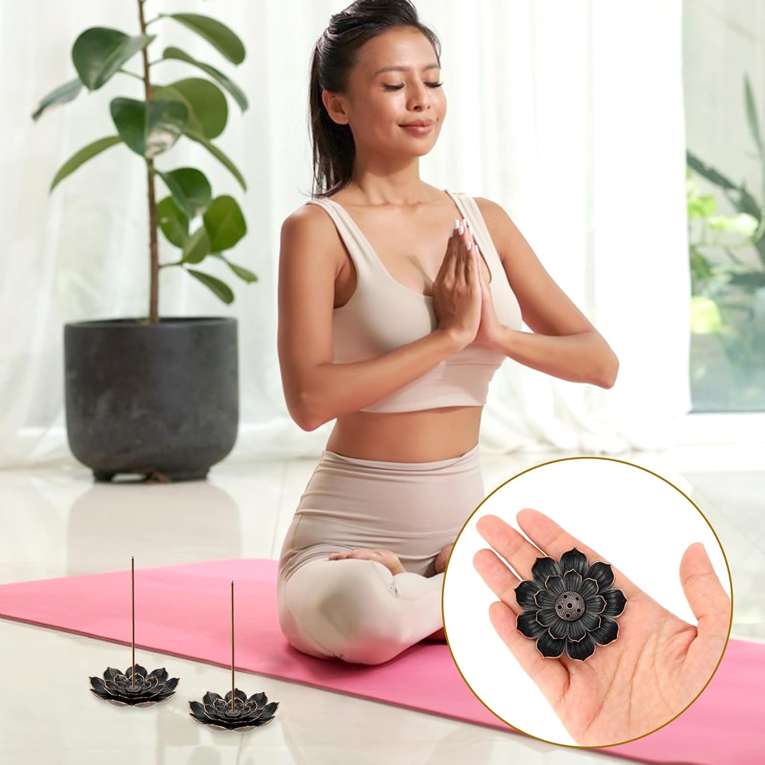 6-Piece Lotus Incense Stick Holder Burner for Home Yoga Sauna SPA
