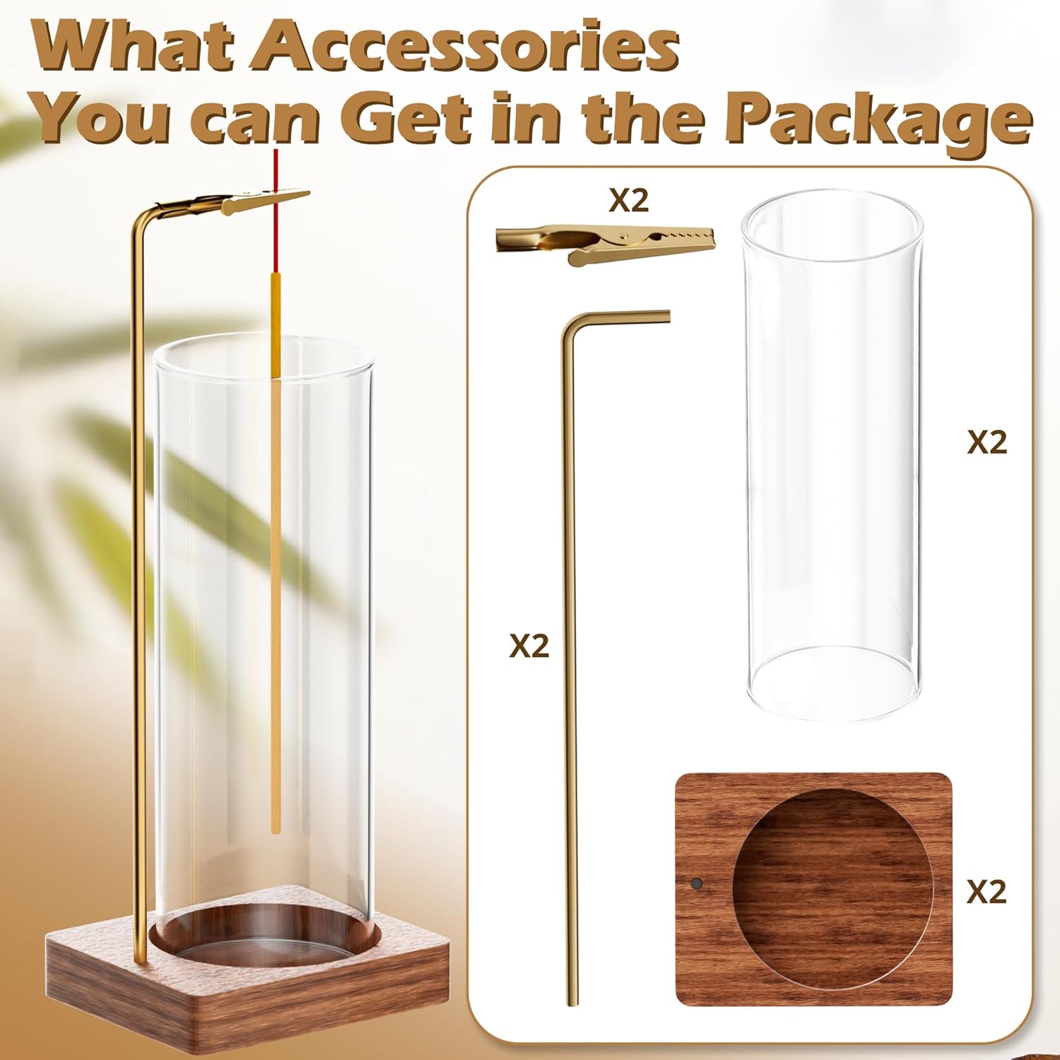 Incense Stick Holder with Glass Ash Catcher 2 Pack