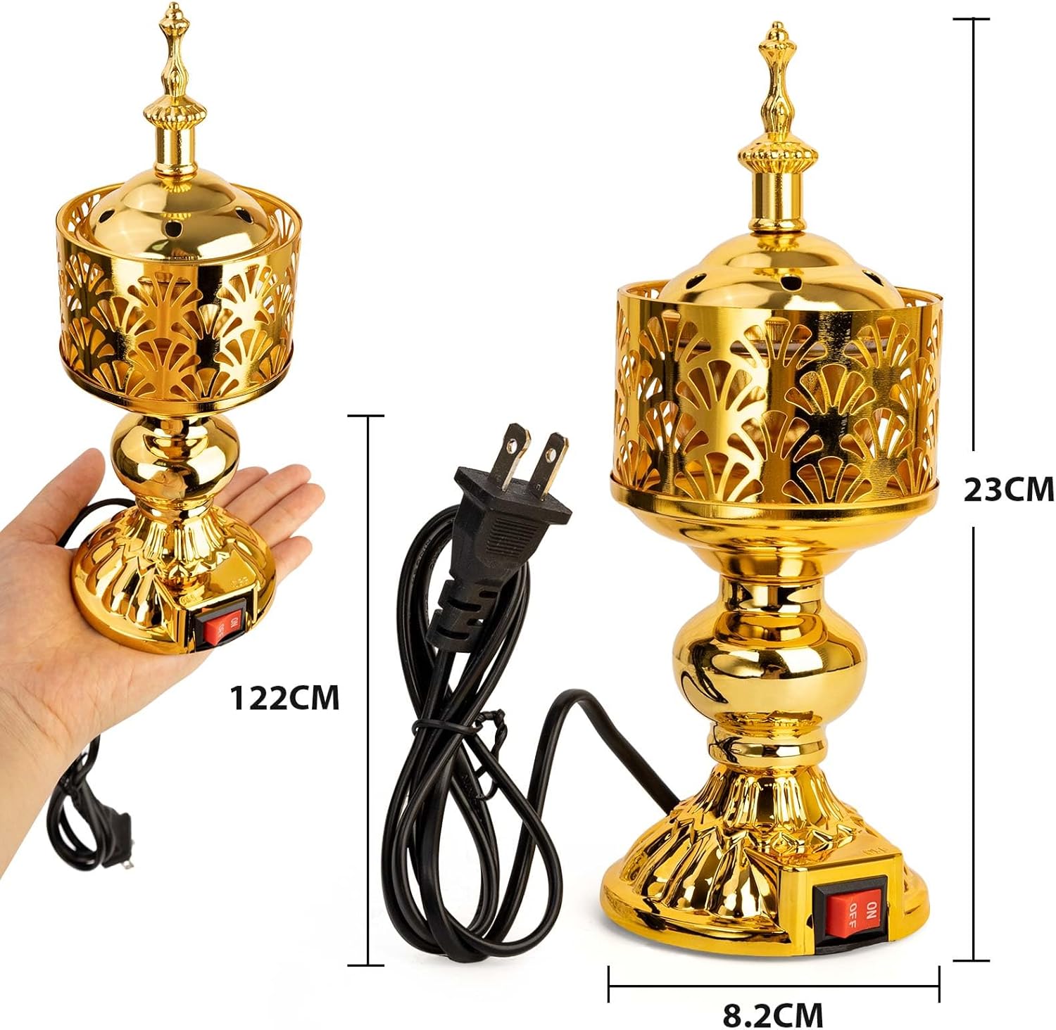 Golden Electric Incense Burner with US Plug