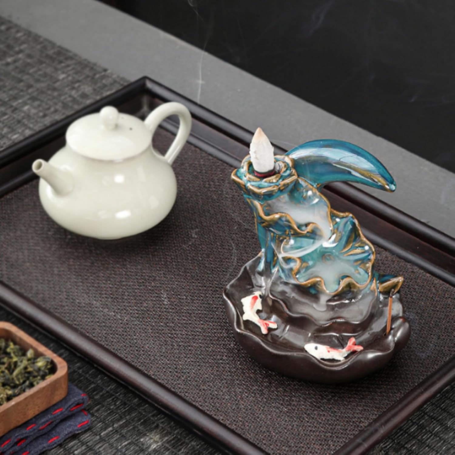 Reverse Flow Incense Burner with Blue Moon Design