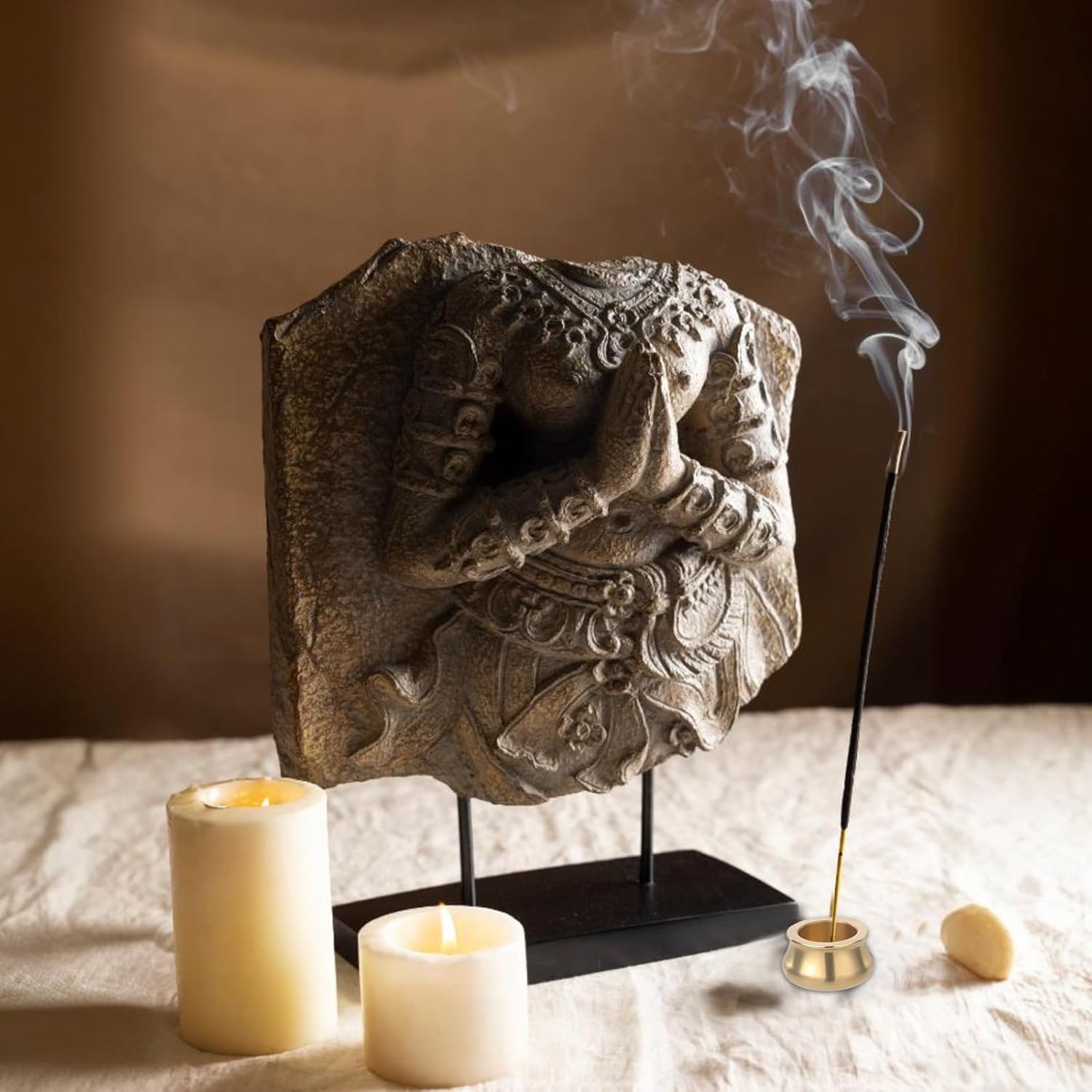 3 Pcs Mini Brass Incense Holder Gold Plate Decor