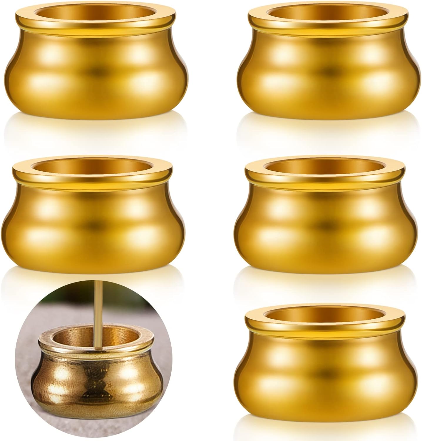 Suclain 6 Pcs Brass Incense Burner Holder for Sticks and Cones