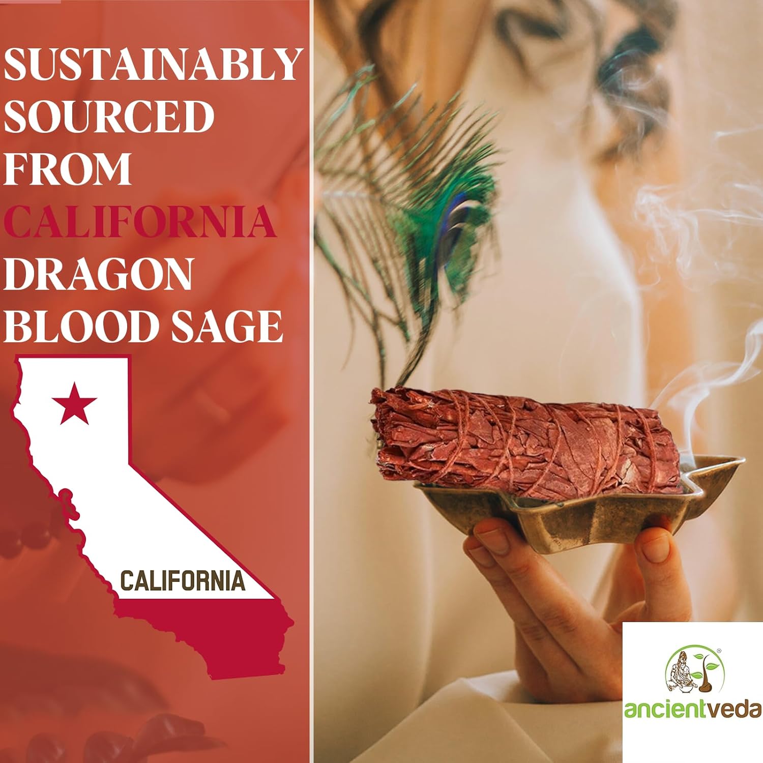 Ancientveda Soul Sticks 4 Inch Dragons Blood Sage 3 Pack with Guide