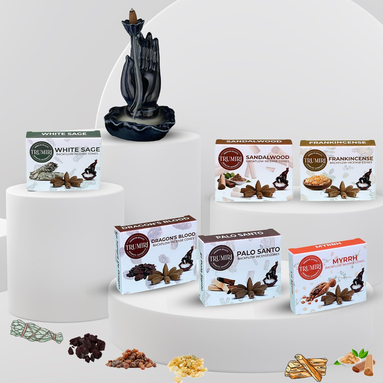 TRUMIRI Woody Backflow Incense Cones for Waterfall