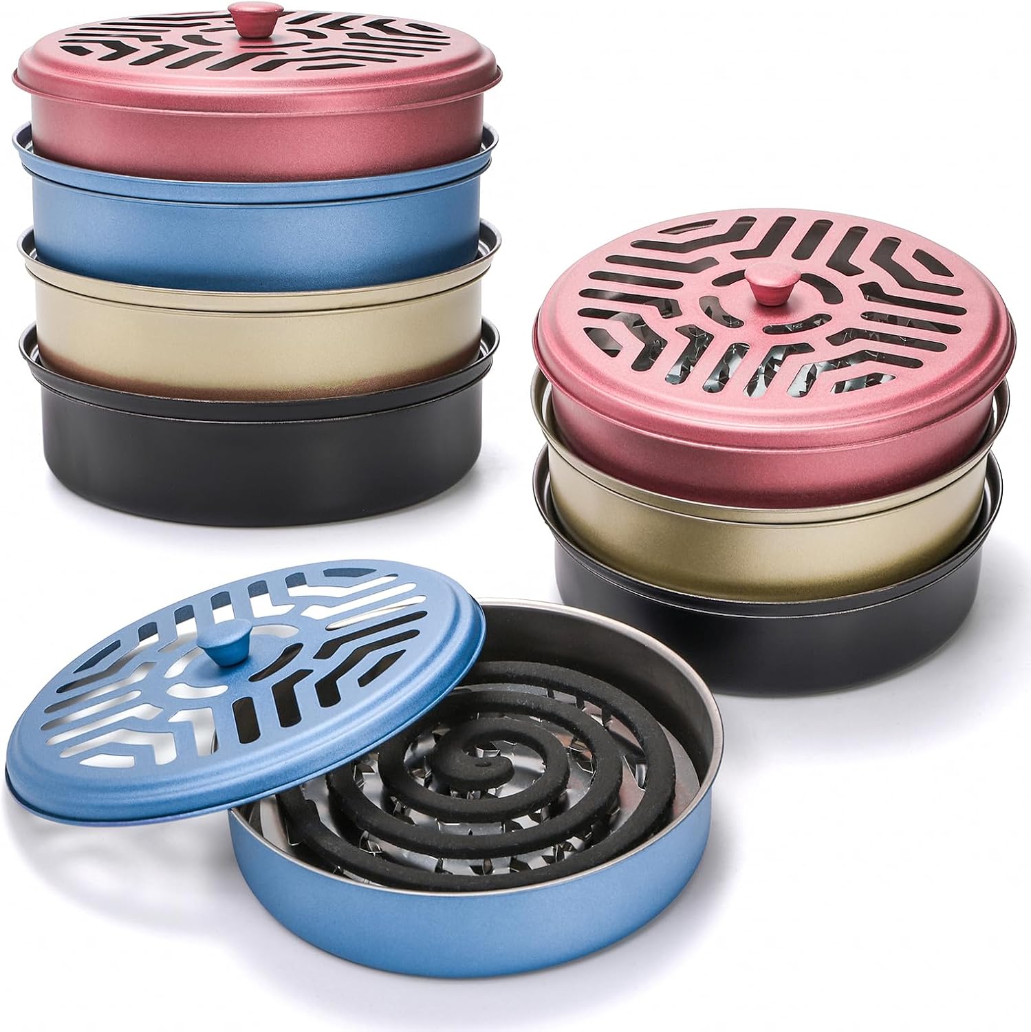 Elsjoy 8 Pack Mosquito Coil Holders Stainless Steel Portable Burners