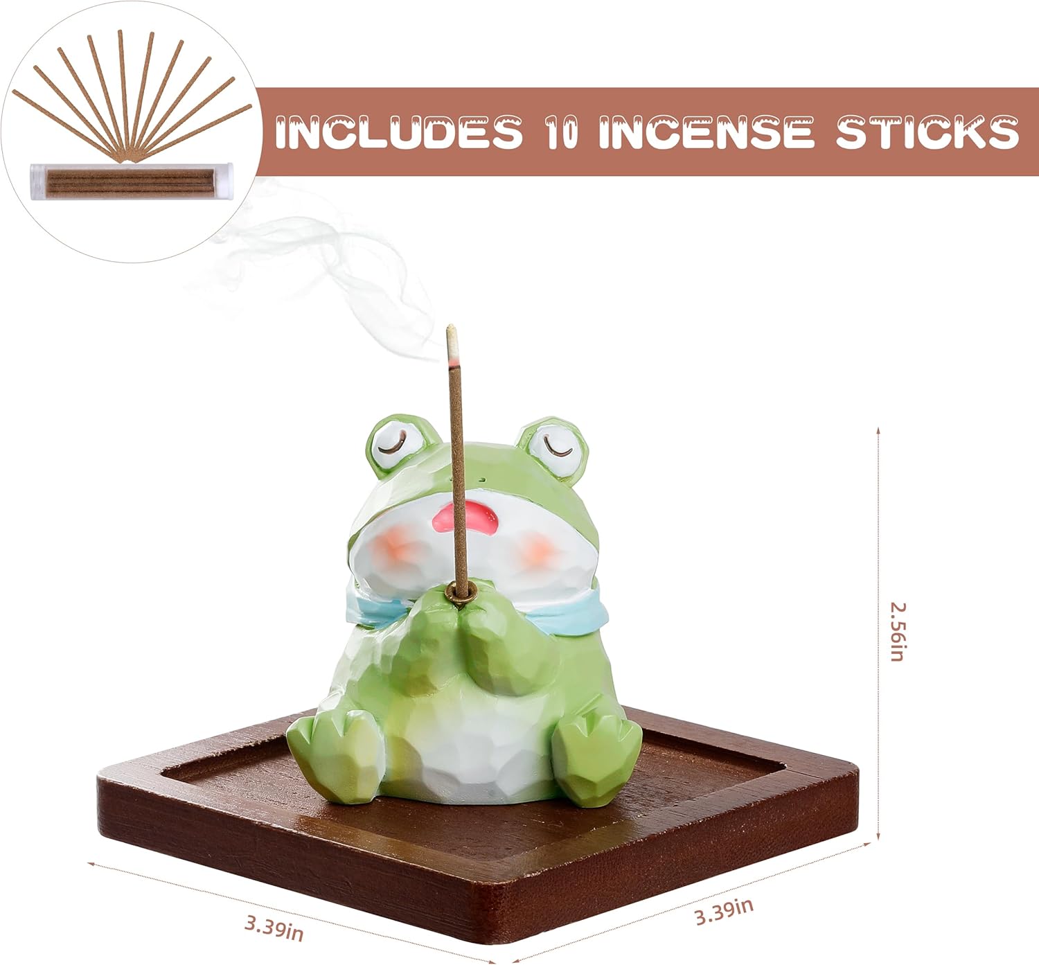 Lionpower Resin Frog Incense Holder with Burner and Ash Catcher