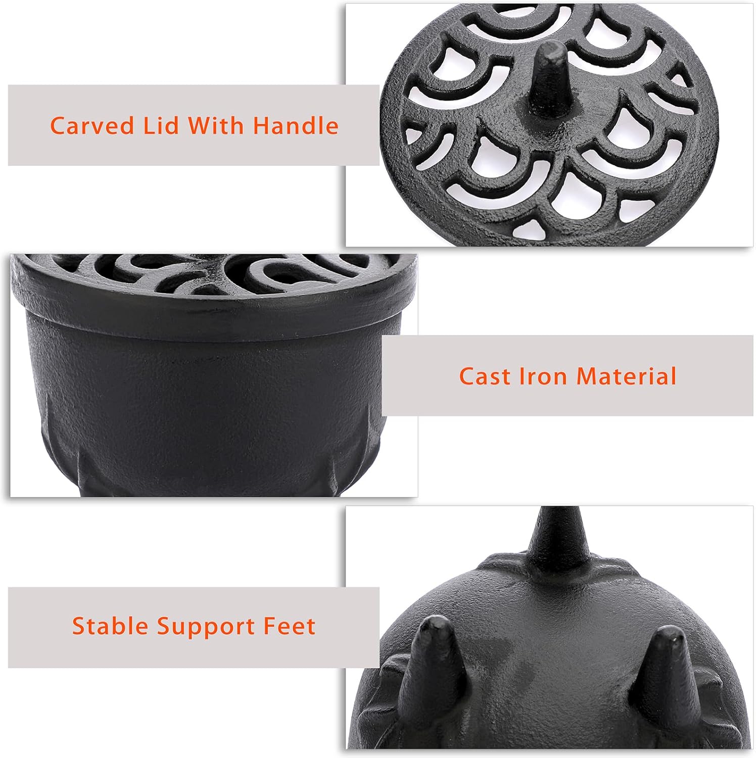 JUXYES Vintage Cast Iron Incense Burner