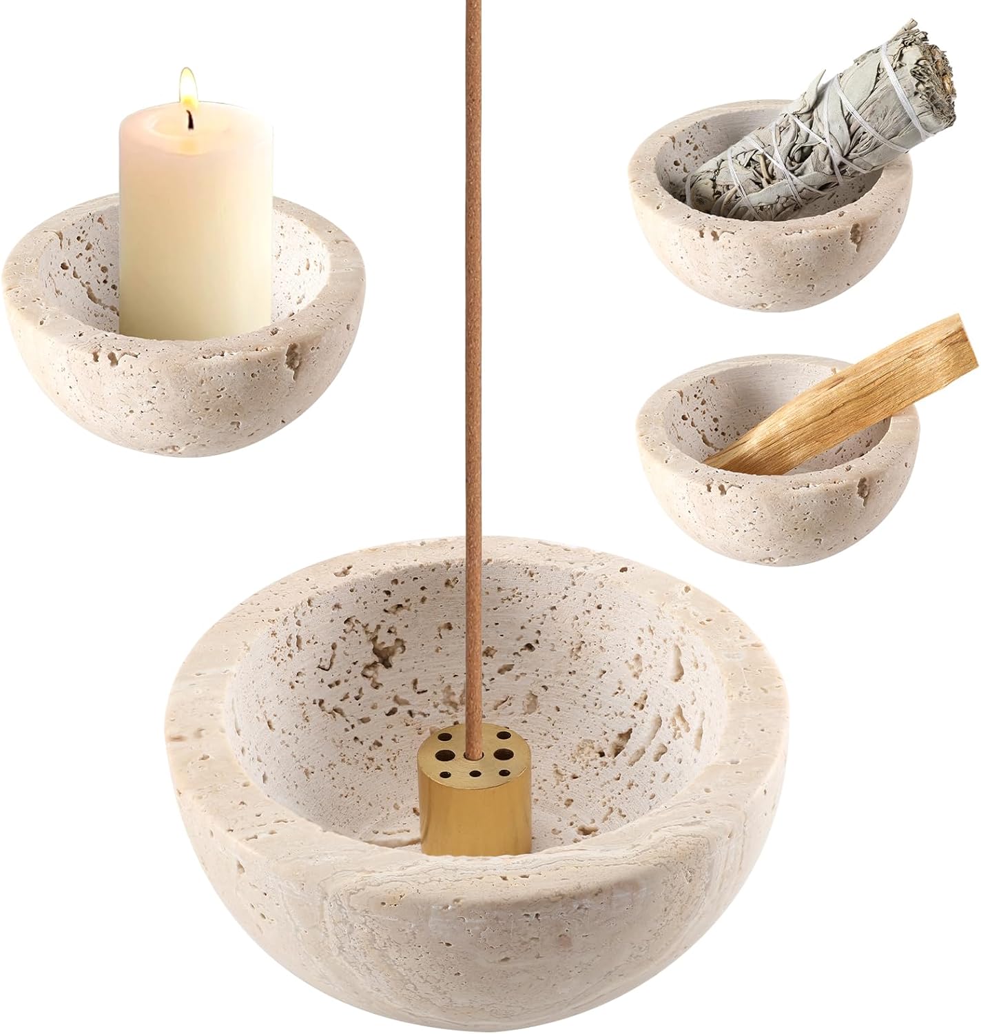 Handcrafted Limestone Incense Holder for Sticks and Cones
