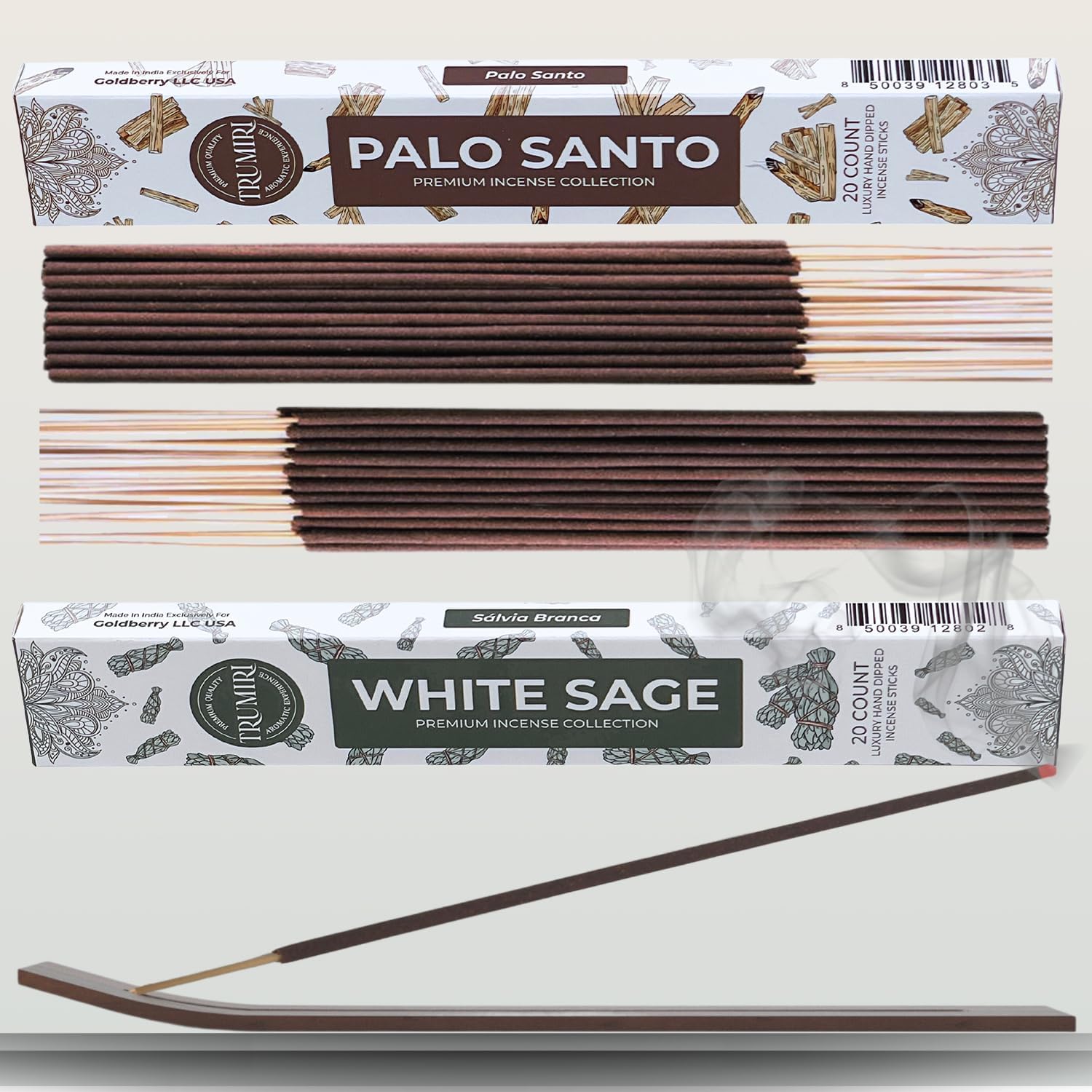 Trumiri Incense Sticks - 40 Pack 20 Palo Santo 20 White Sage