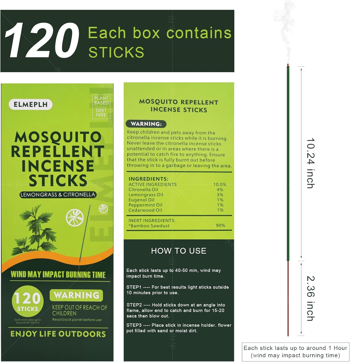 120 PCS Mosquito Repellent Incense Sticks for Outdoor Use