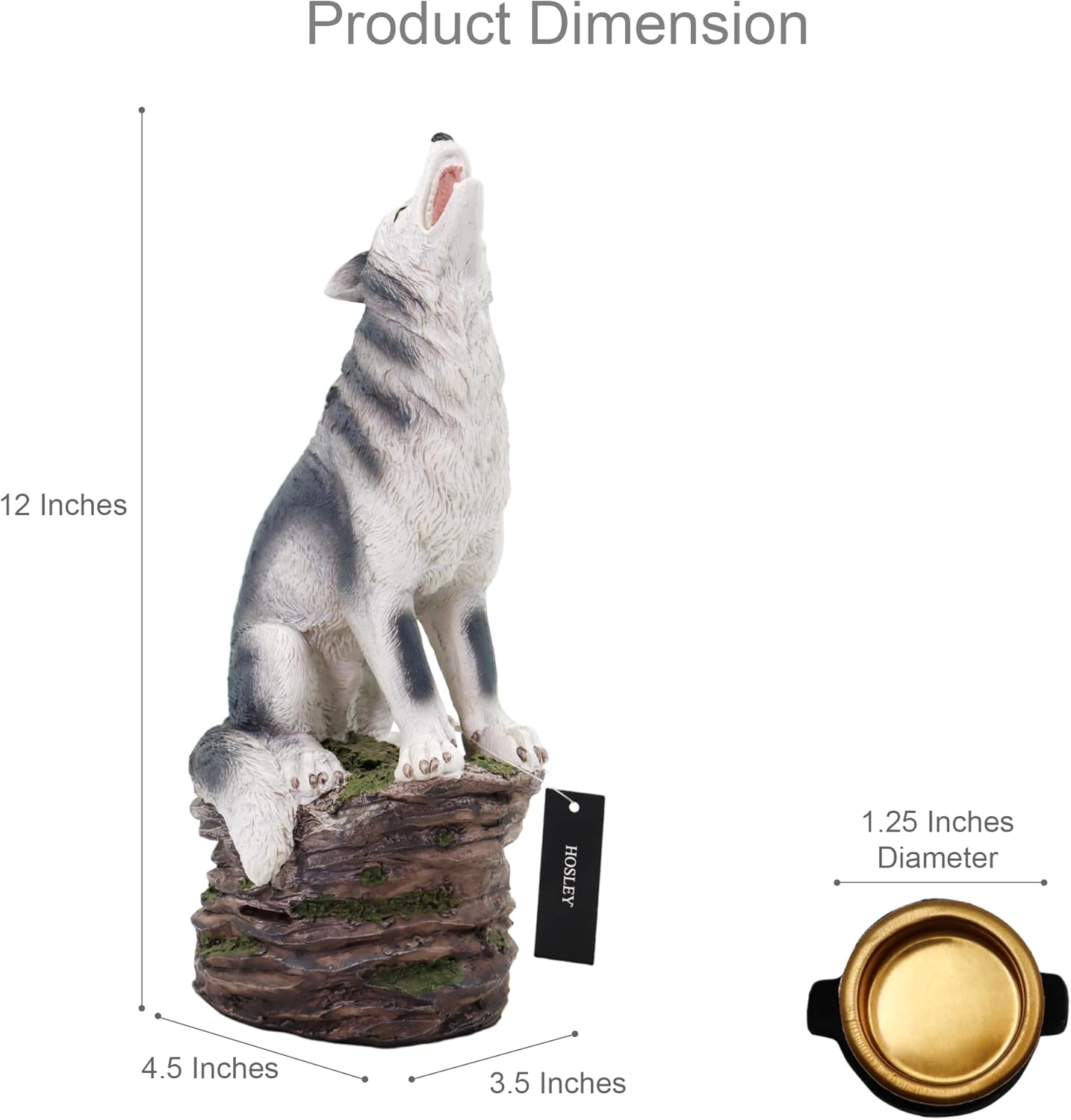 Hosley Resin Wolf Incense Burner 12 Inch