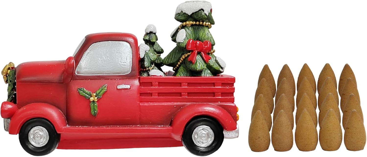 Hosley Red Truck Incense Cone Holder with 20 Cones