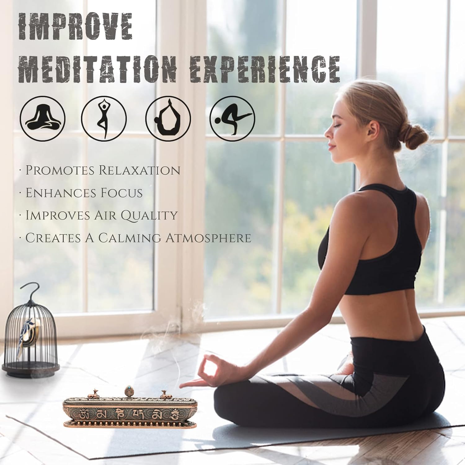 Red Bronze Incense Holder for Sticks - Decor and Burner with Ash Catcher