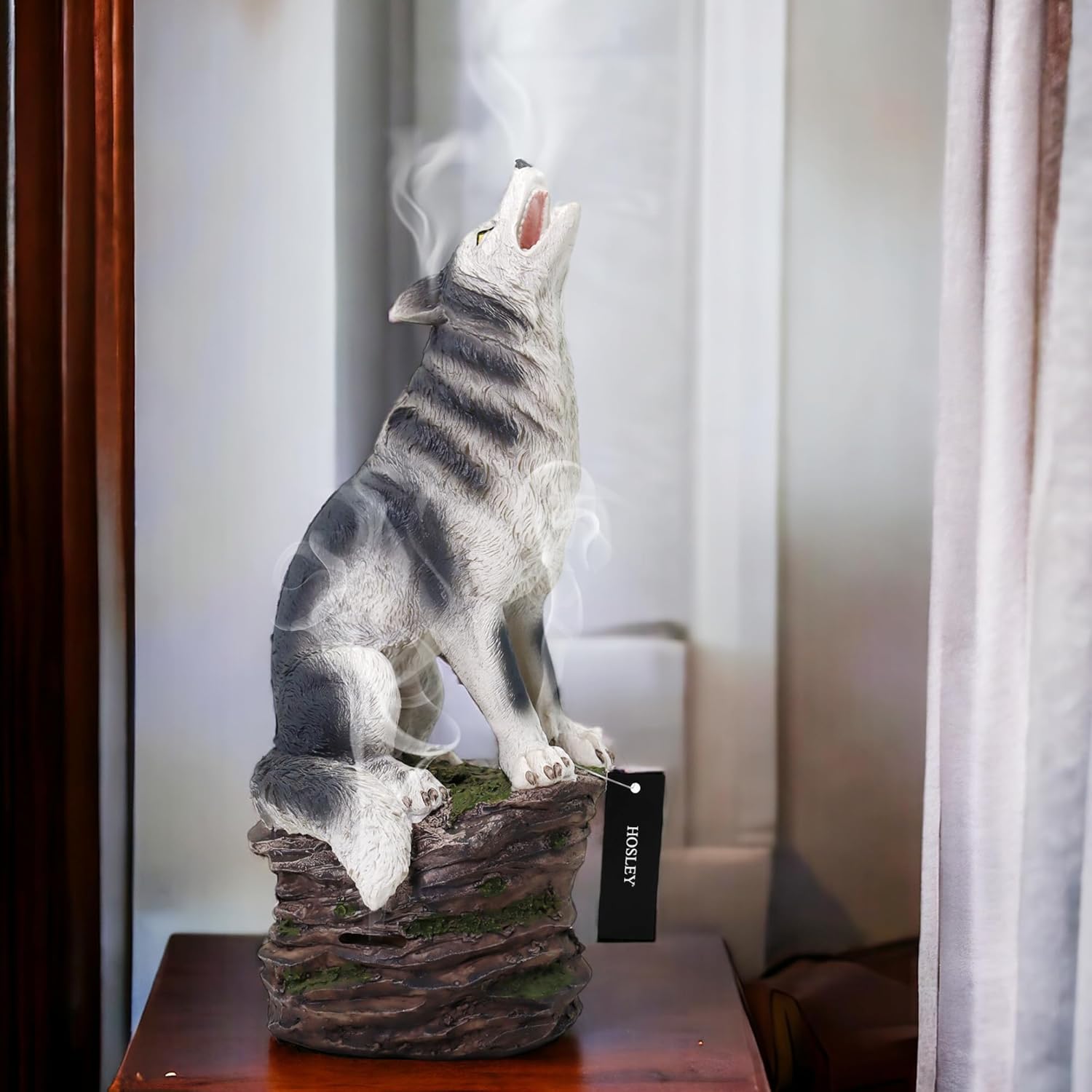 Hosley Resin Wolf Incense Burner 12 Inch