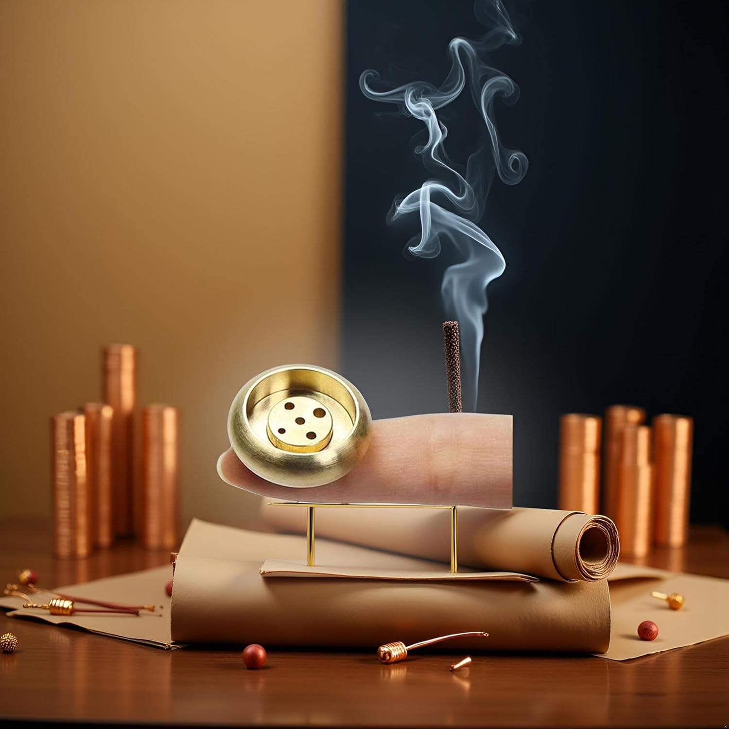 Jowxsx Brass Incense Holder for Sticks Coils Cones
