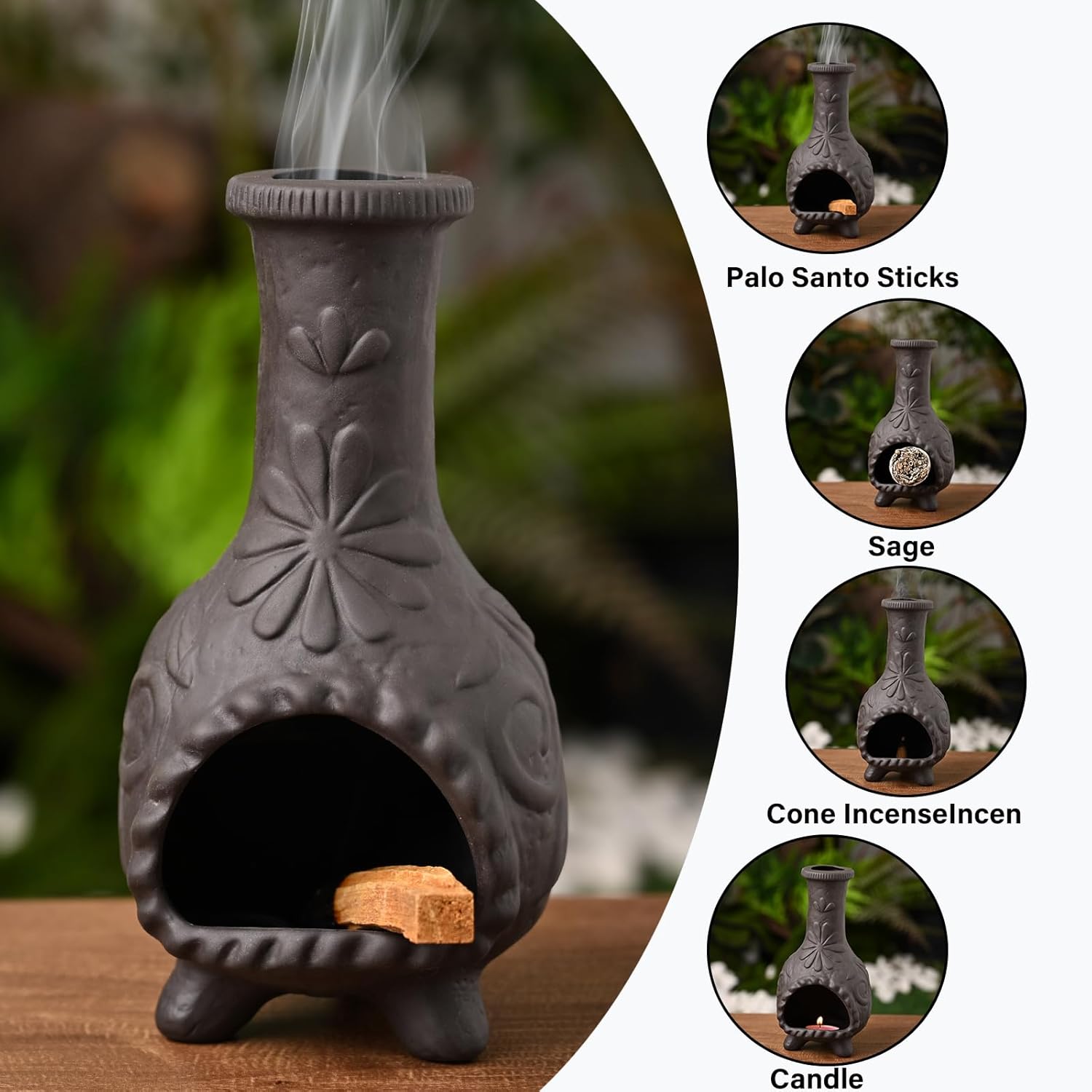 Elegant Handmade Black Palo Santo Holder for Incense and Sage