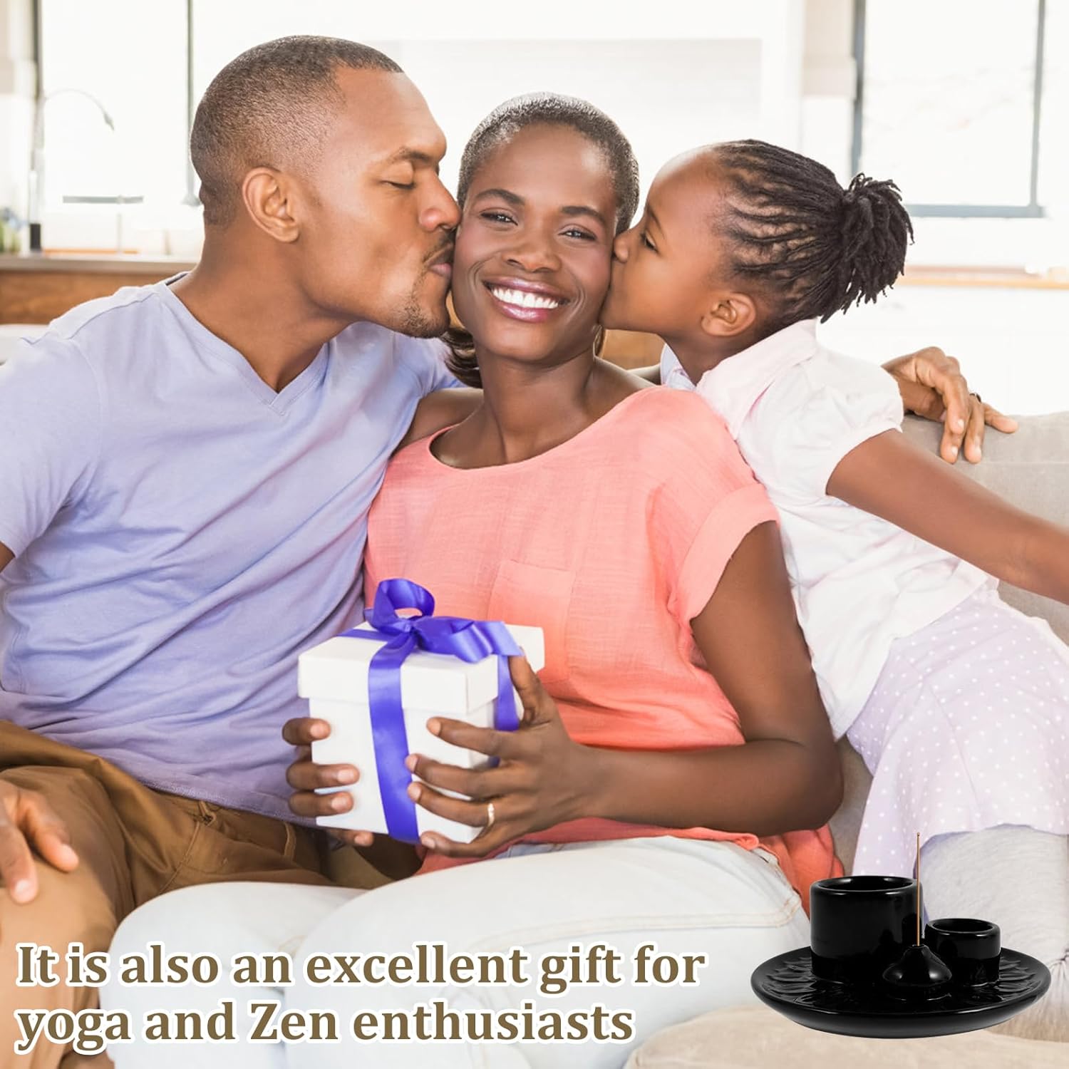 4 in 1 Palo Santo Stick Holder Ceramic Incense Burner for Meditation and Healing Black