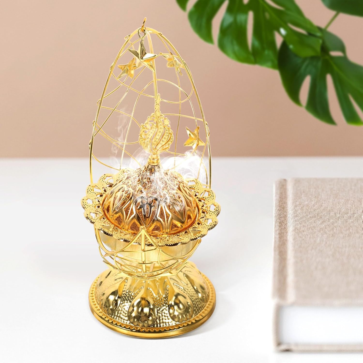 IMIKEYA Vintage Metal Incense Burner Aroma Lamp