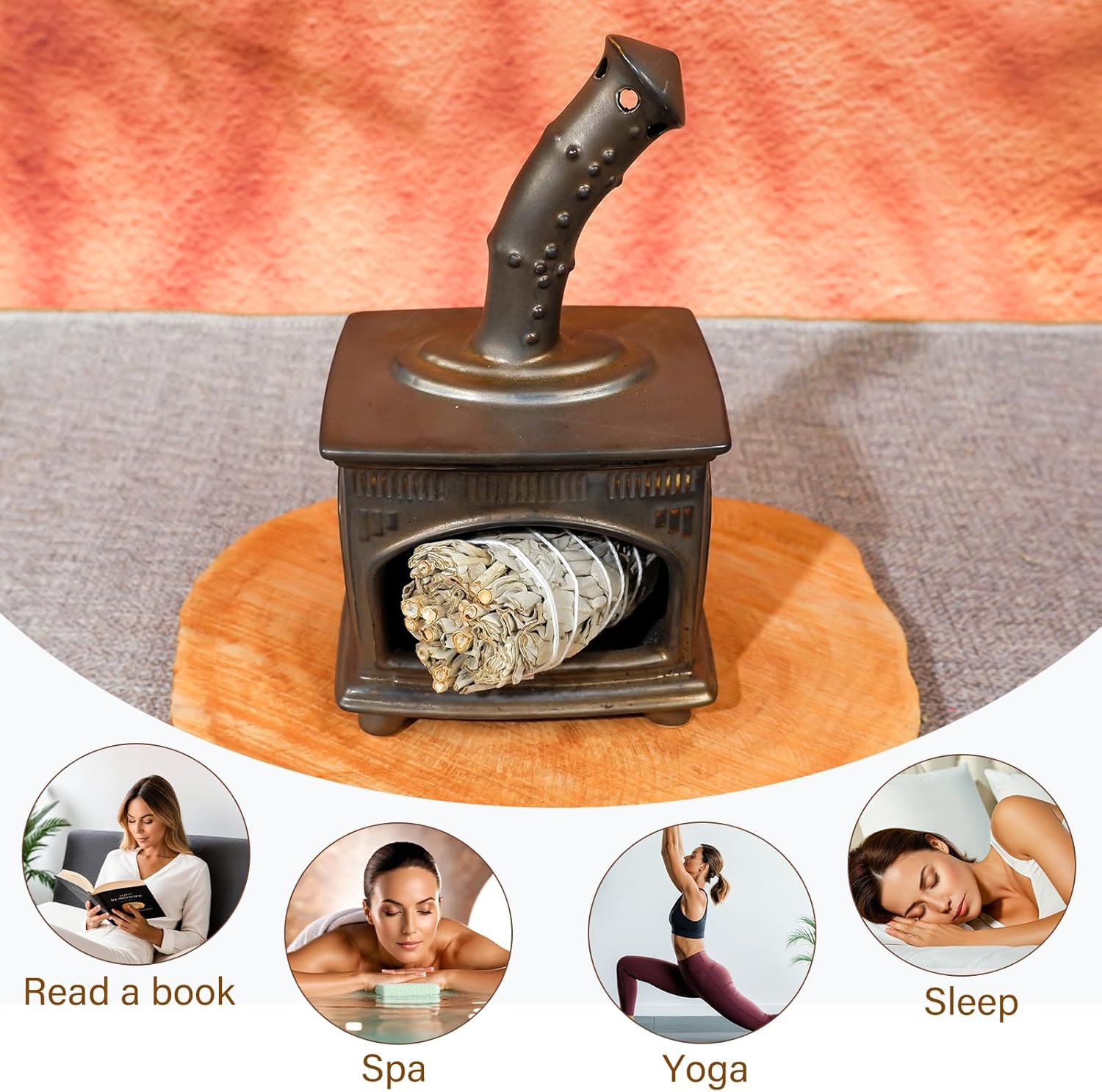 Handmade Ceramic Palo Santo Holder - Fireplace Style