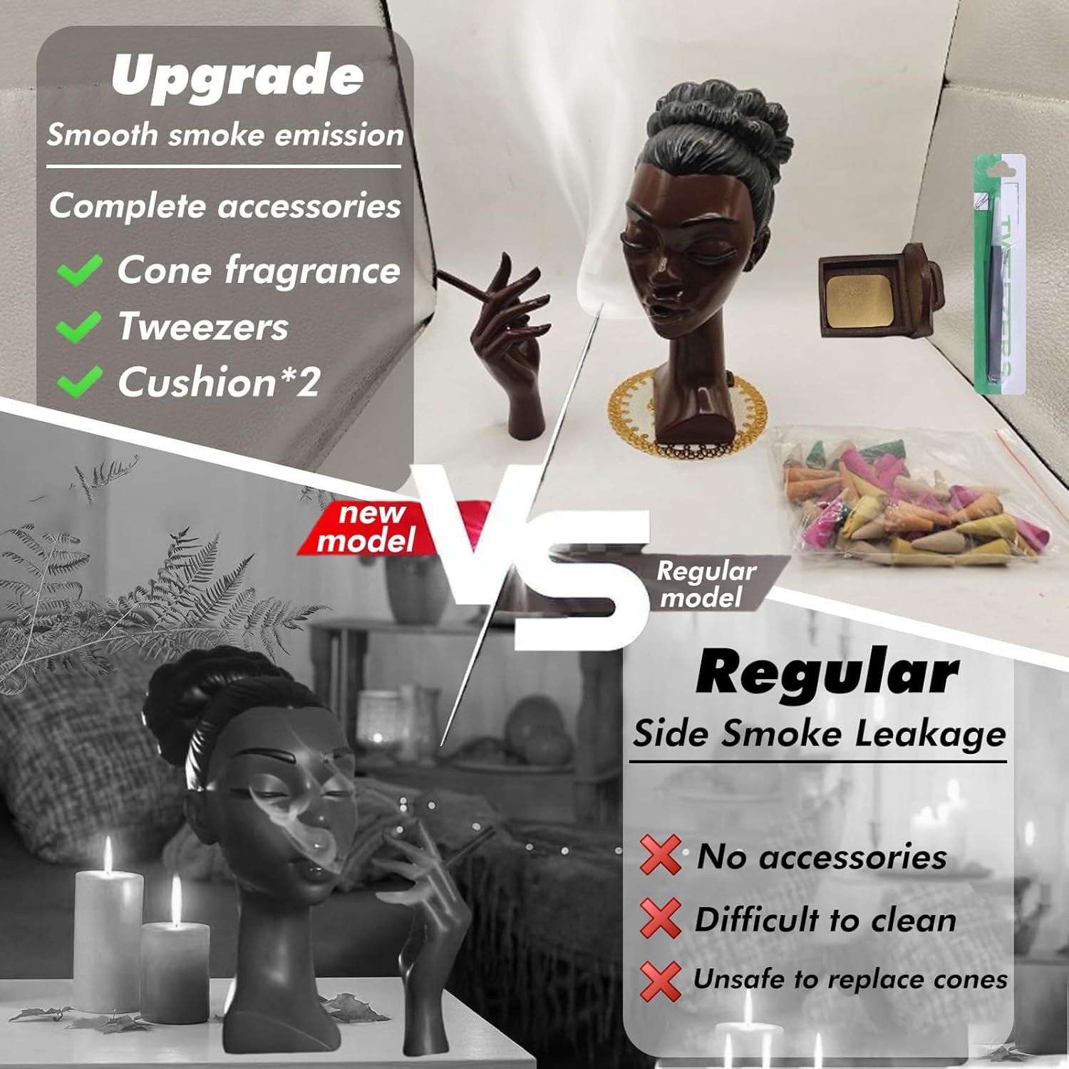 Elegant Black Woman Incense Burner Modern Design