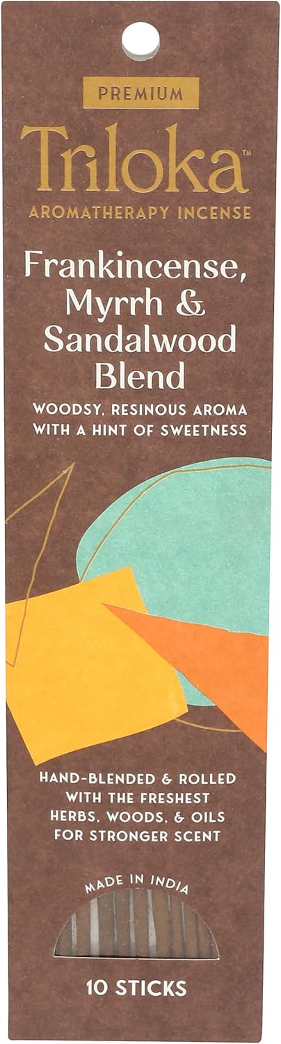 Triloka Premium Incense 10 Sticks Frankincense Myrrh Sandalwood Blend