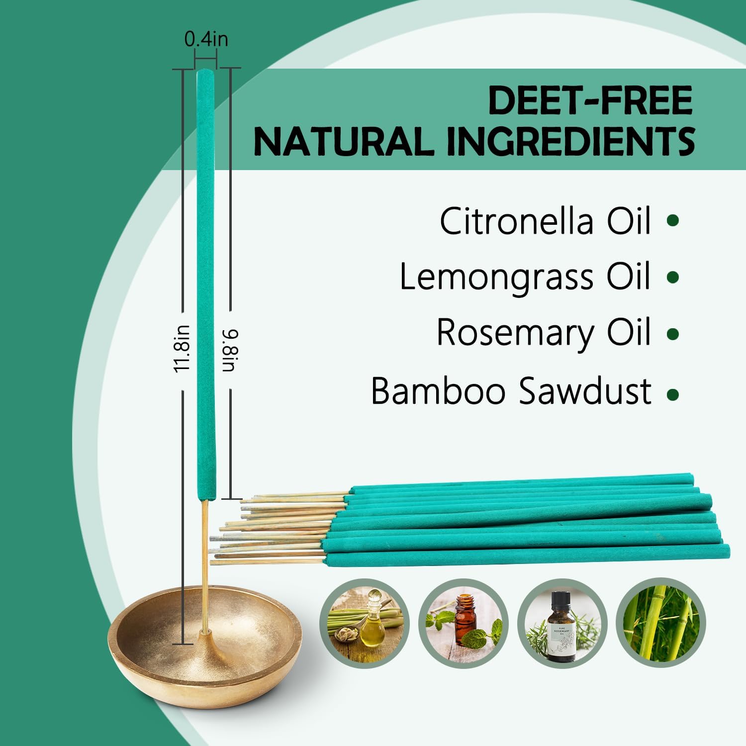 Qualihome 24 Pcs Deet Free Mosquito Repellent Incense Sticks