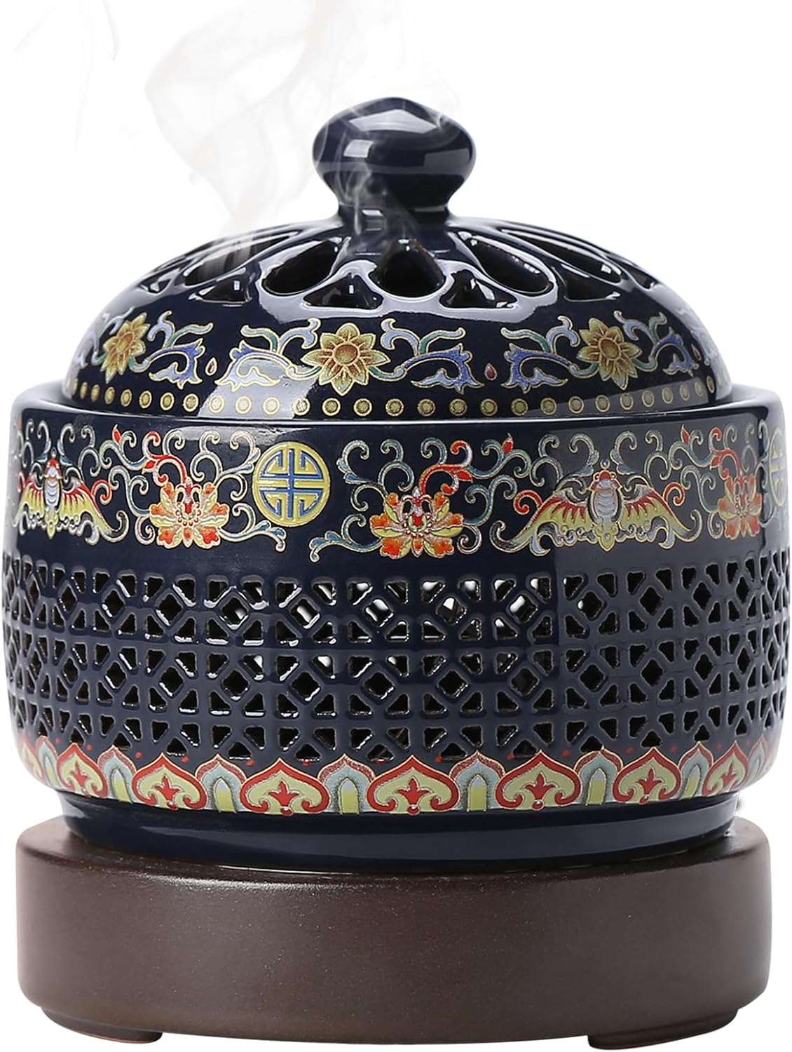 ISSNW Ceramic LED Incense Holder with Simulated Flames