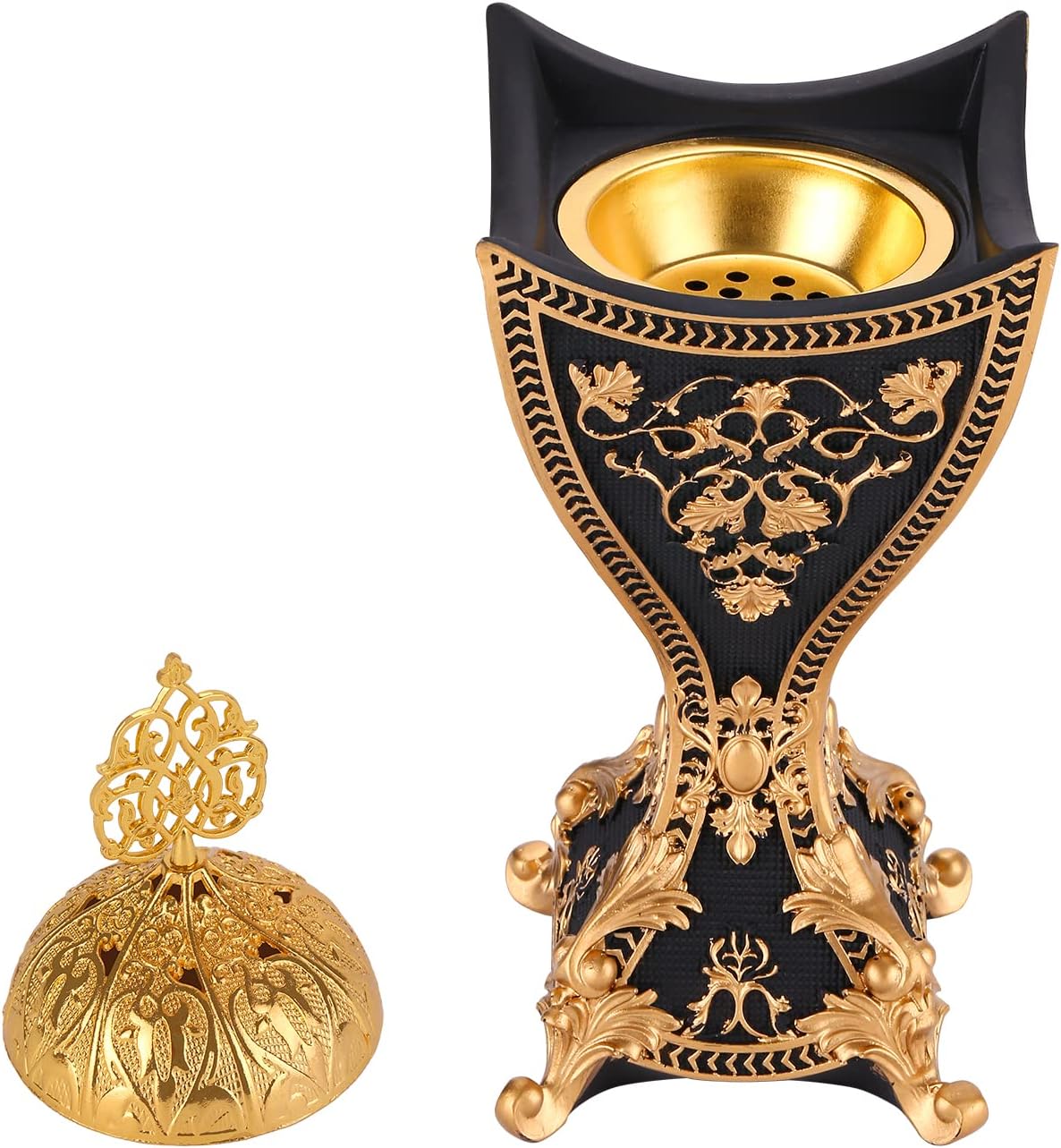 Frankincense Resin Incense Burner with Gold Motifs
