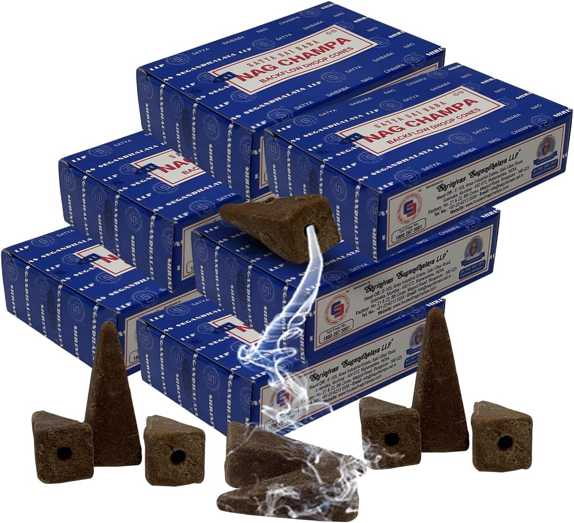 Nag Champa Incense Cones with Mat - Pack of 6
