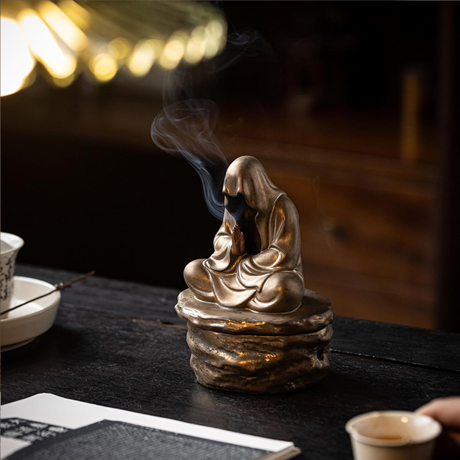 Cacukap Ceramic Zen Incense Holder with Buddha Statue