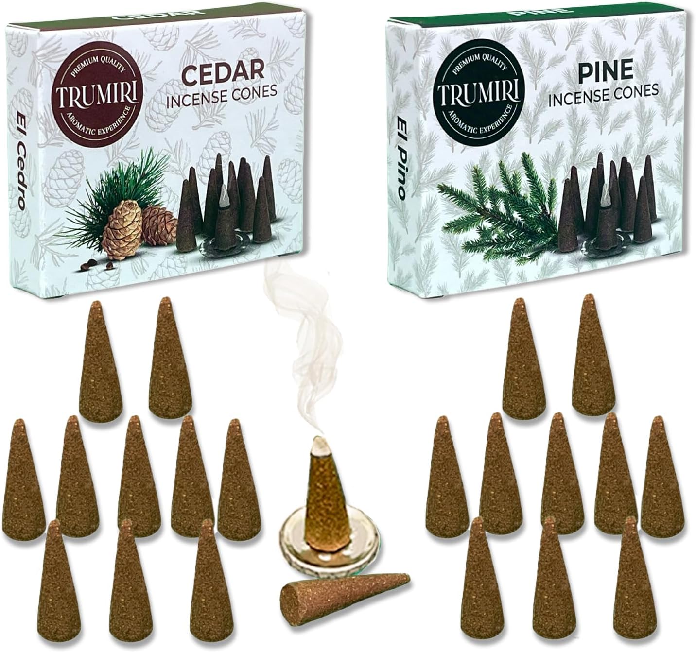 TRUMIRI Incense Cones - 20 Pack 10 Cedar 10 Pine