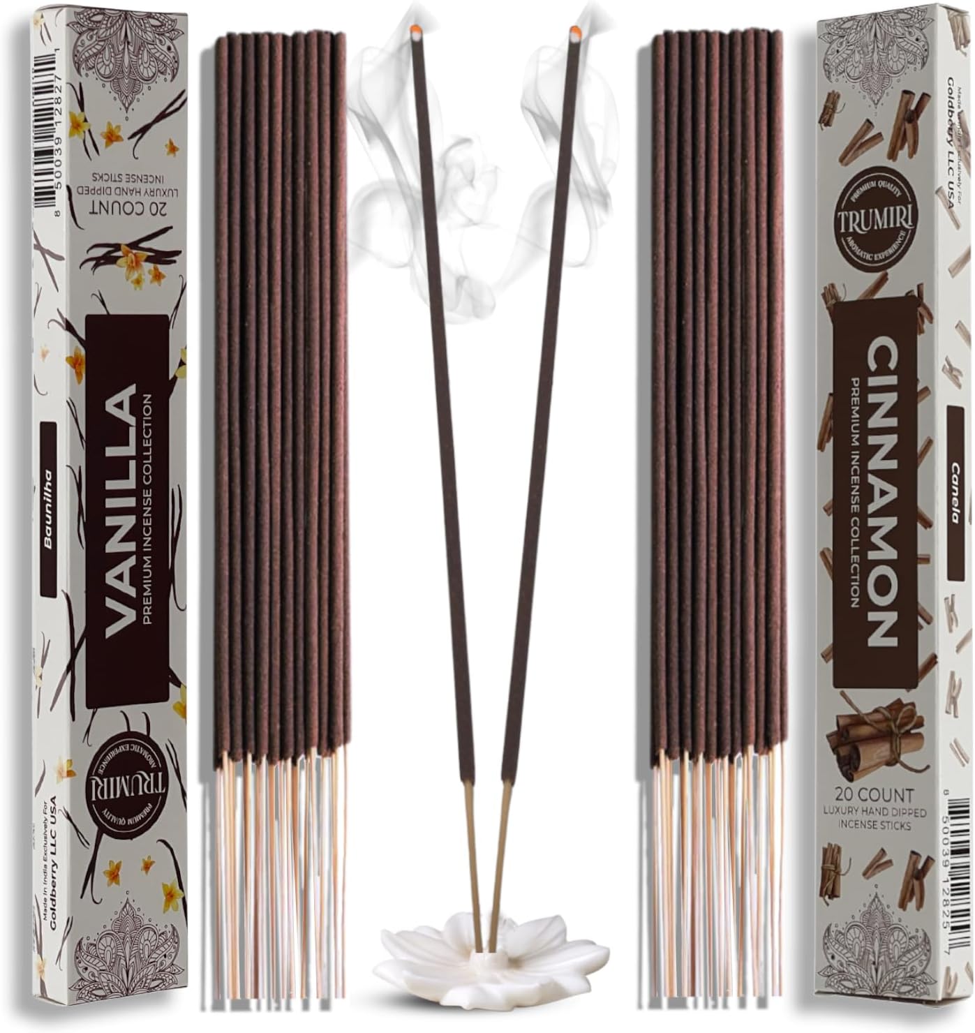Trumiri Natural Incense Sticks - 40 Pack of Vanilla Cinnamon