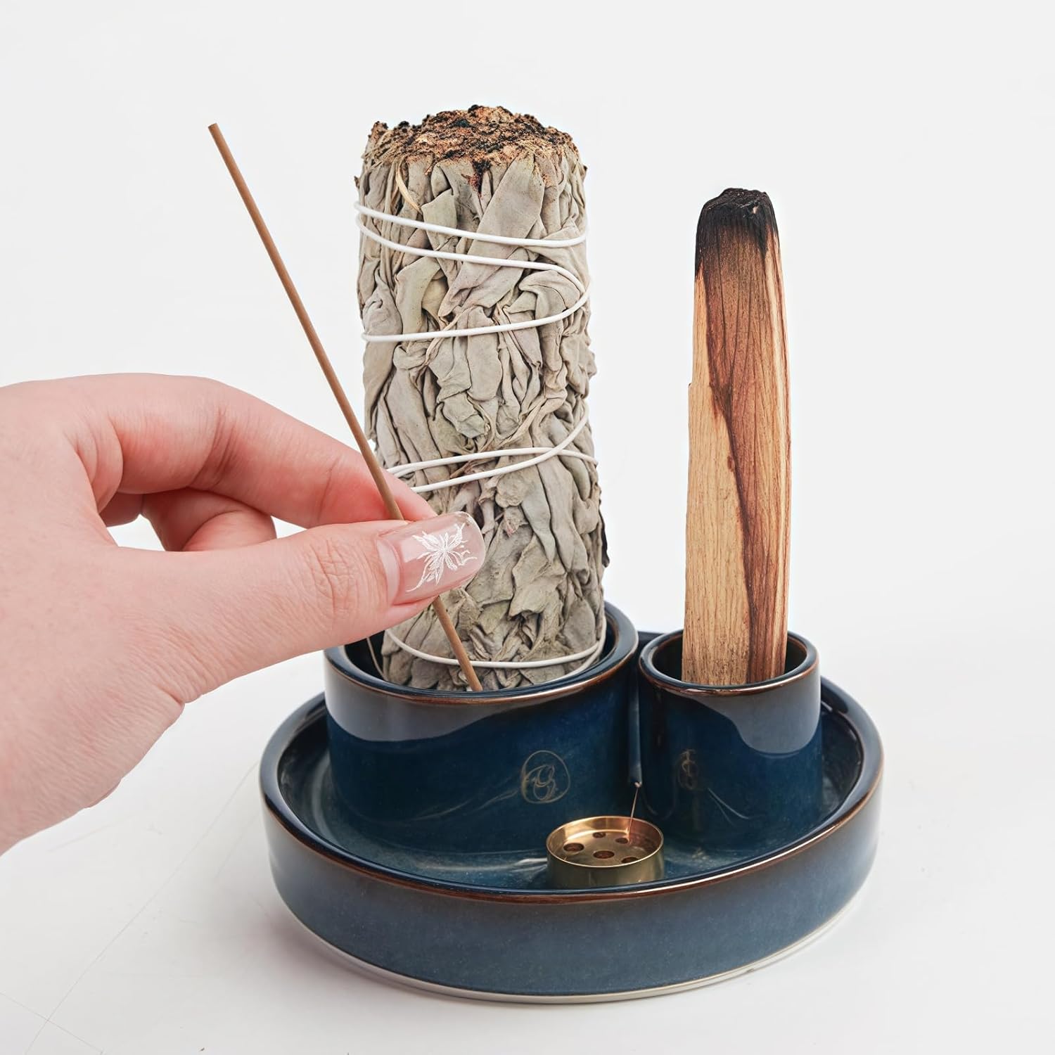 Gramstormax 4 In 1 Incense Holder with 9 Holes Blue Reactive