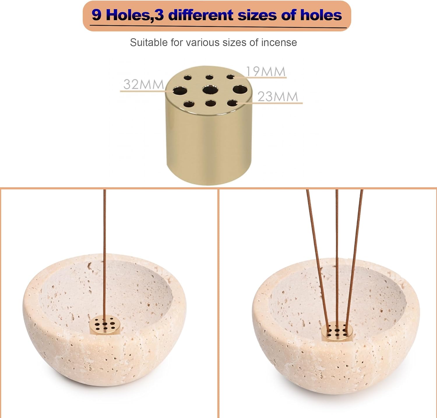 Handcrafted Limestone Incense Holder for Sticks and Cones