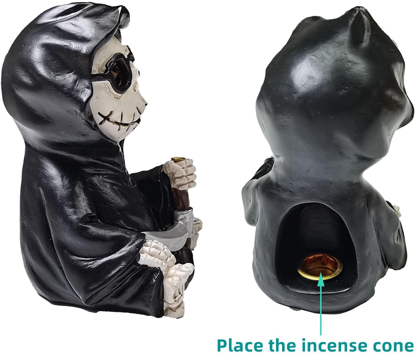 Gothic Skeleton Grim Reaper Incense Burner Voodoo Doll Decoration