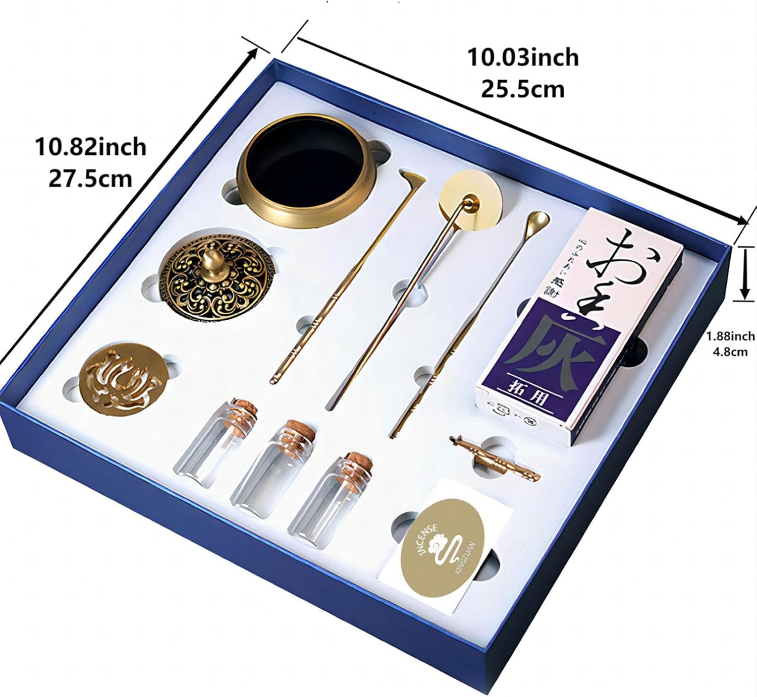 Yoga Meditation Incense Burner Set - 16 Piece Brass Censer Kit with Tools for Relaxation and Home Fragrance