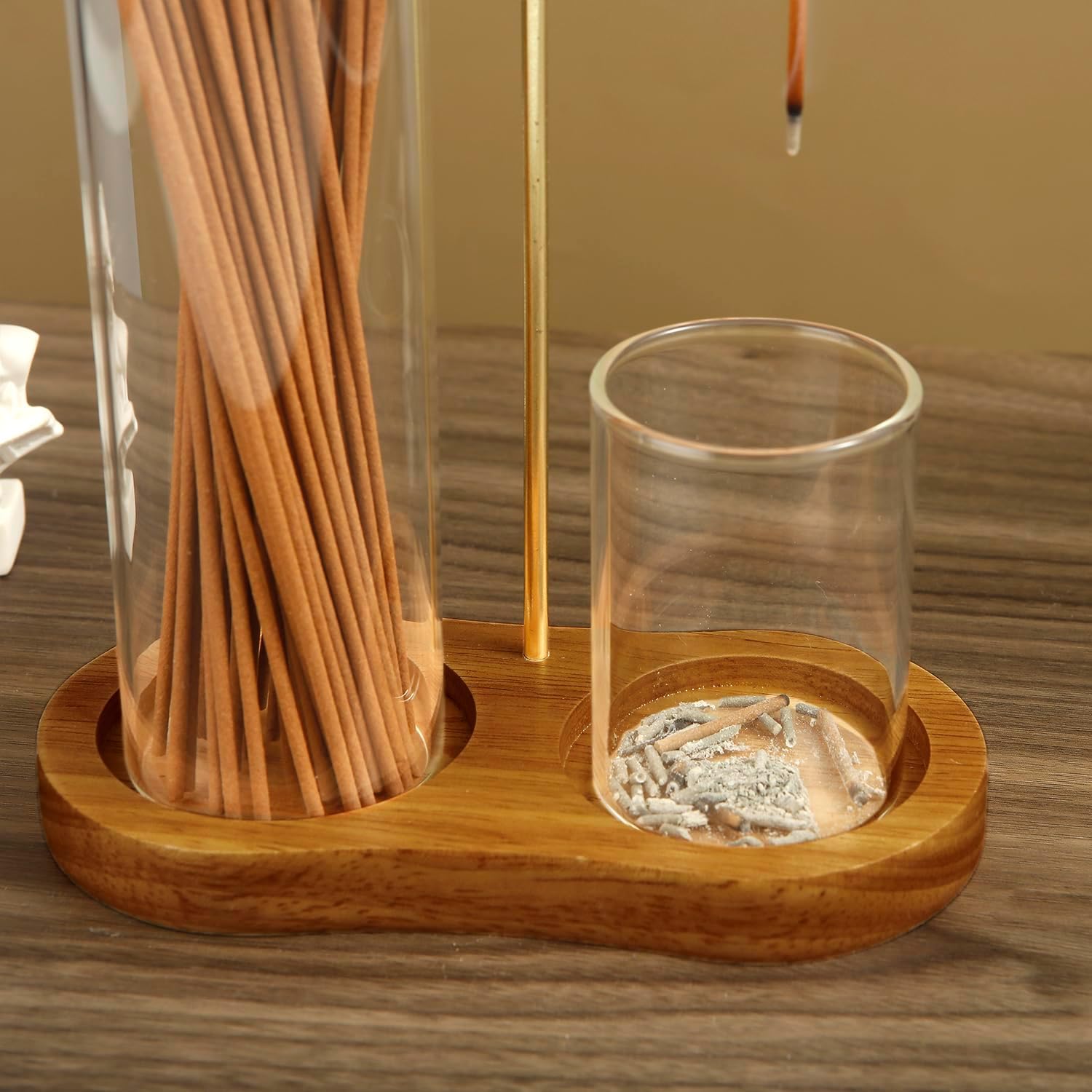 2 in 1 Incense Holder with Glass Ash Catcher and Organizer for Meditation and Home Decor