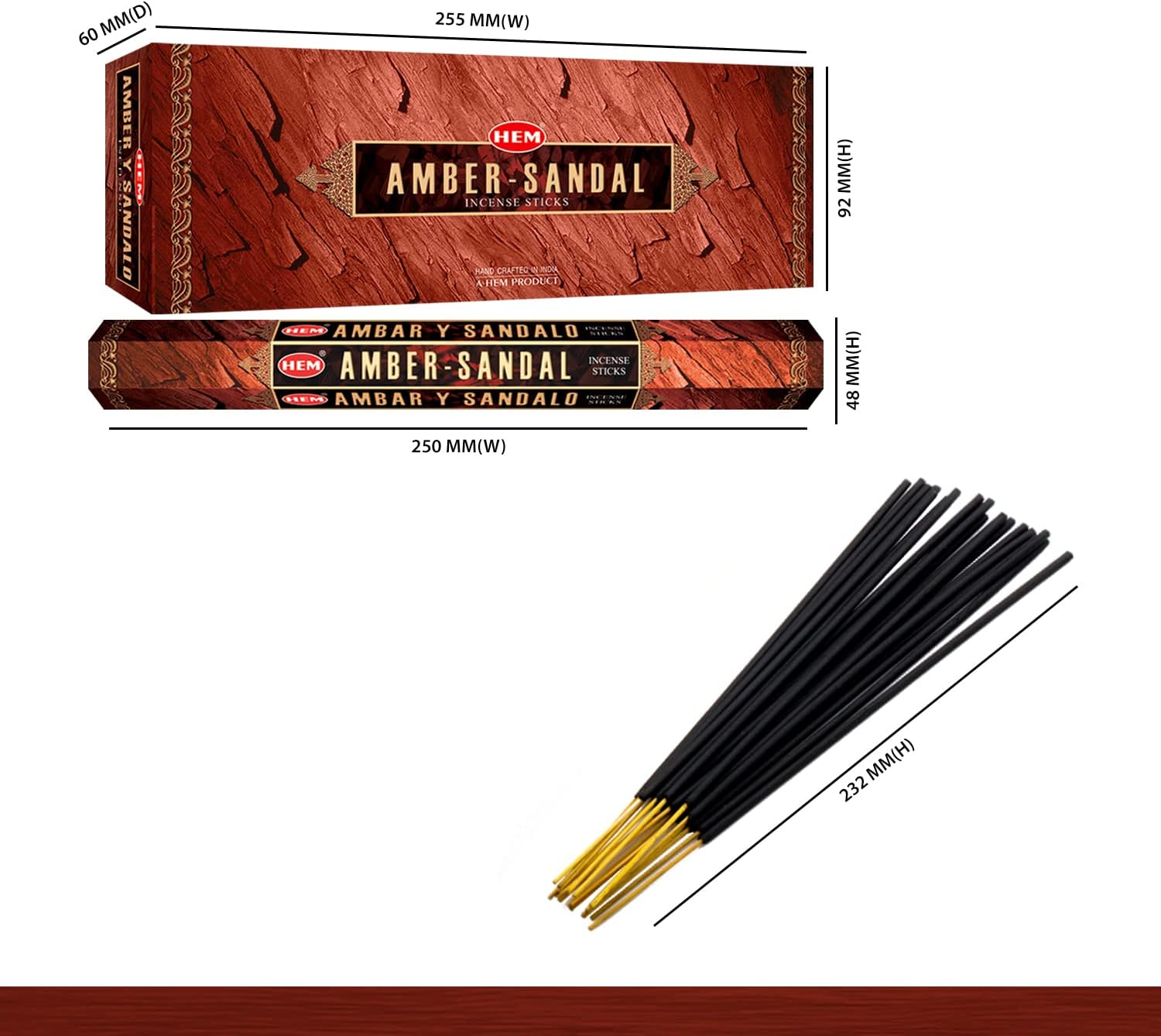 HEM Amber Box of Six 20 Gram Incense Tubes
