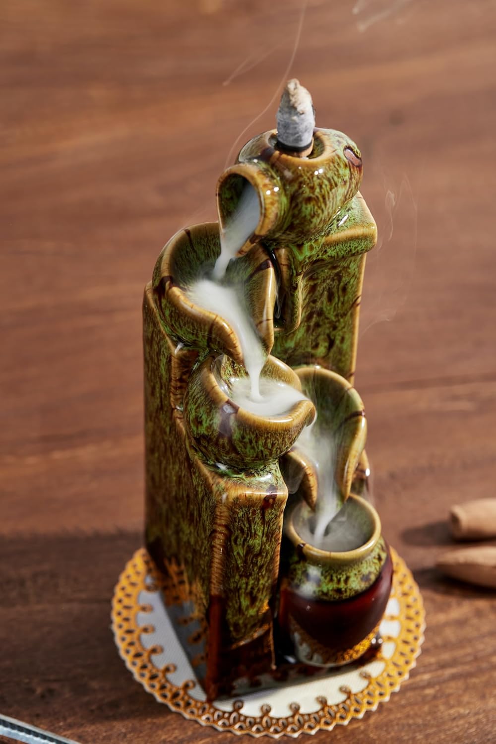 Unique Cascading Basins Incense Holder with Backflow Cones