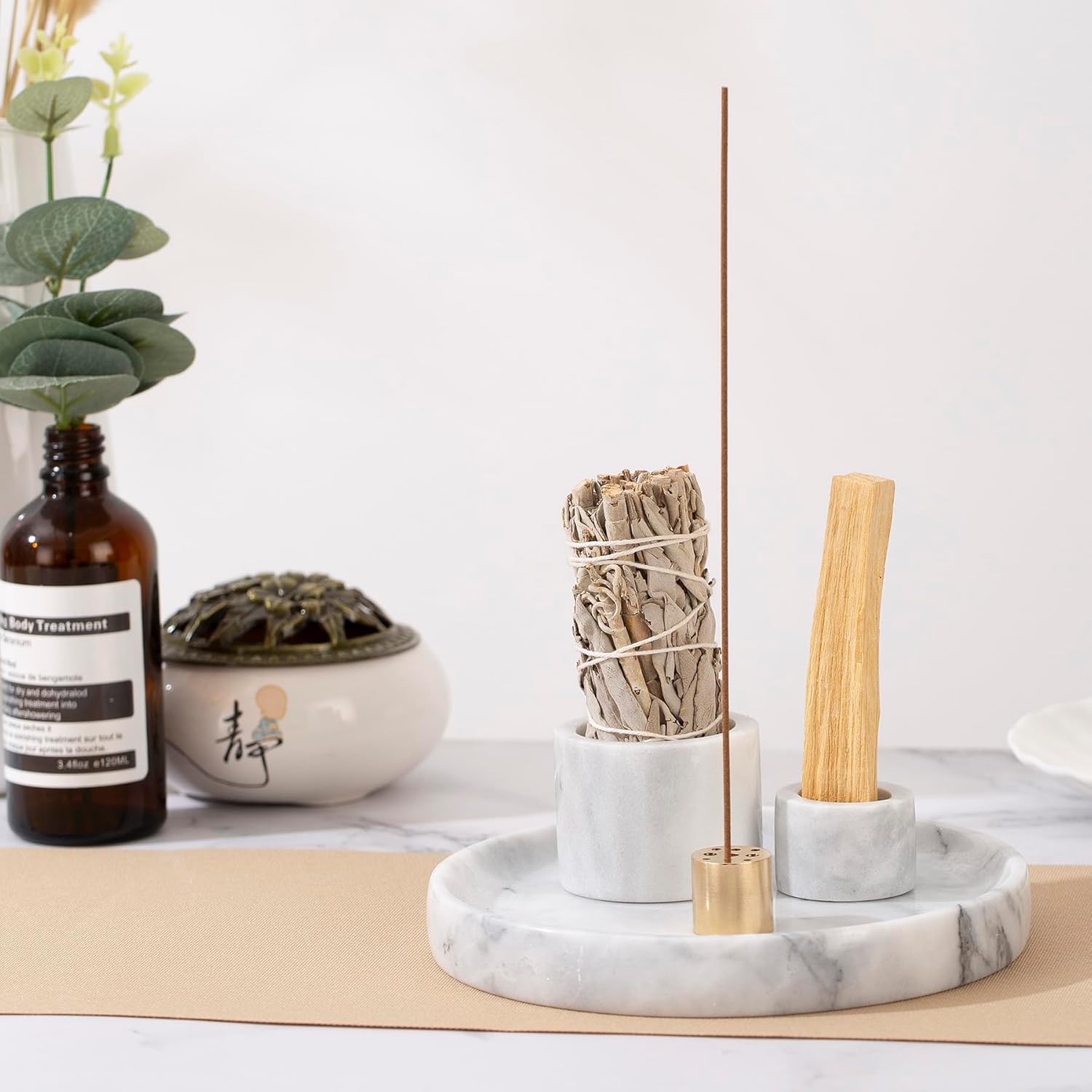 4 in 1 Marble Incense Holder for Meditation and Home Decor