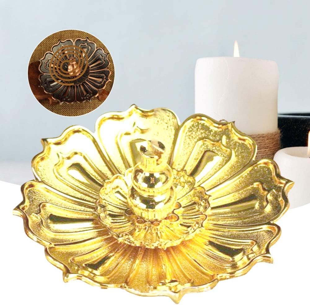 BORDSTRACT Mini Incense Holder Gold Copper Alloy Lotus Shaped Burner