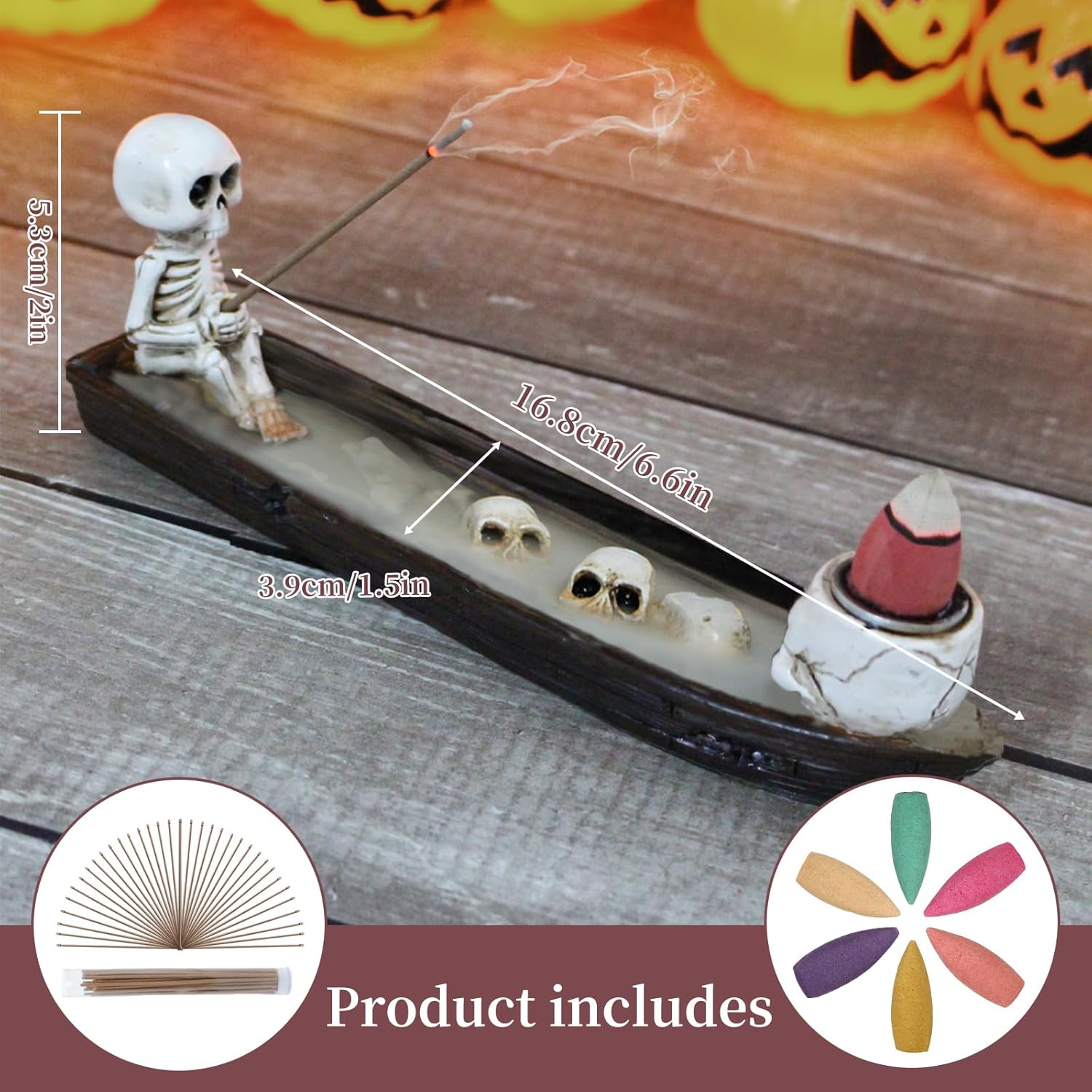 Gothic Skeleton Ship Incense Burner Holder