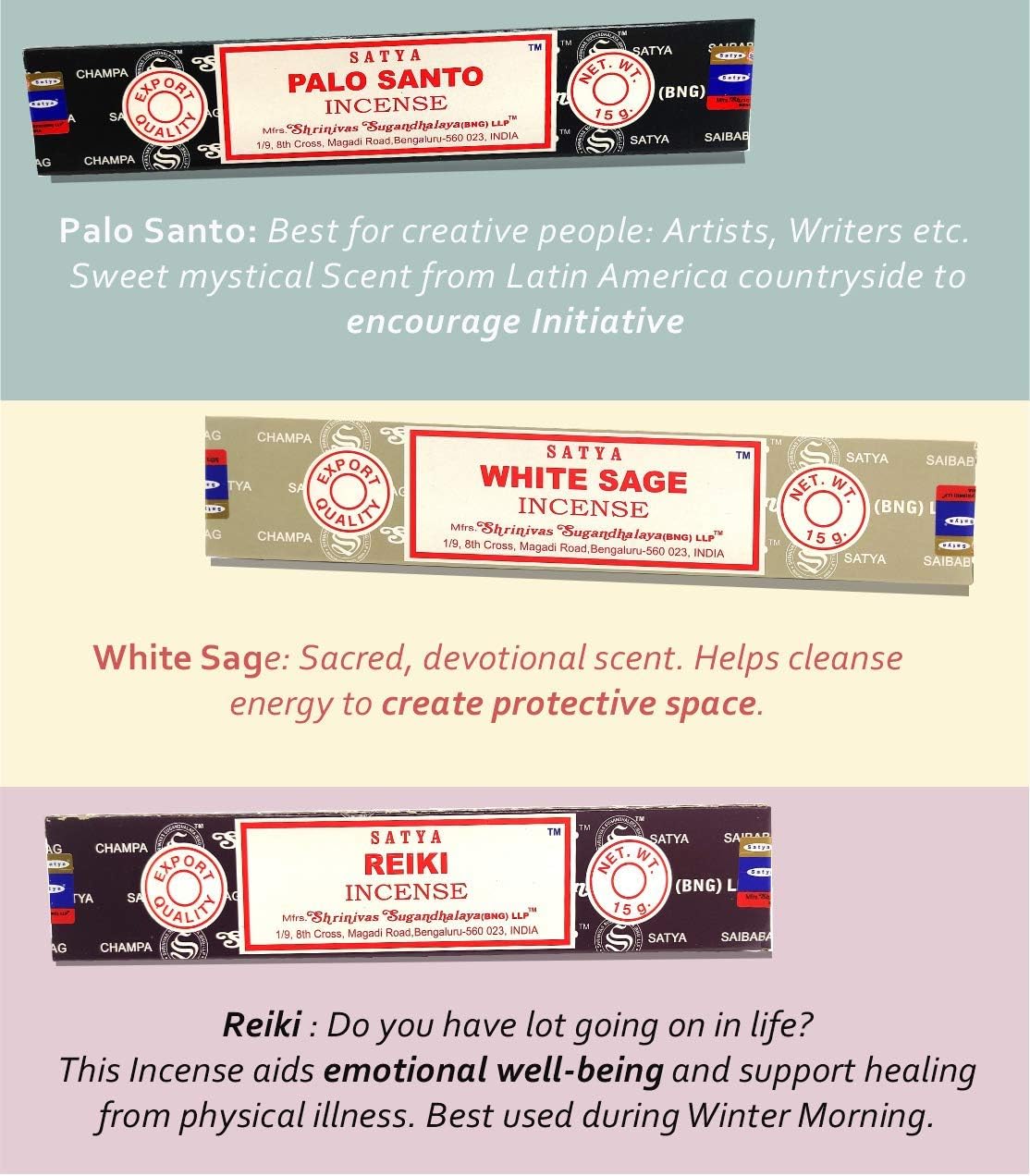Satya Nag Champa Incense Sticks Variety Pack